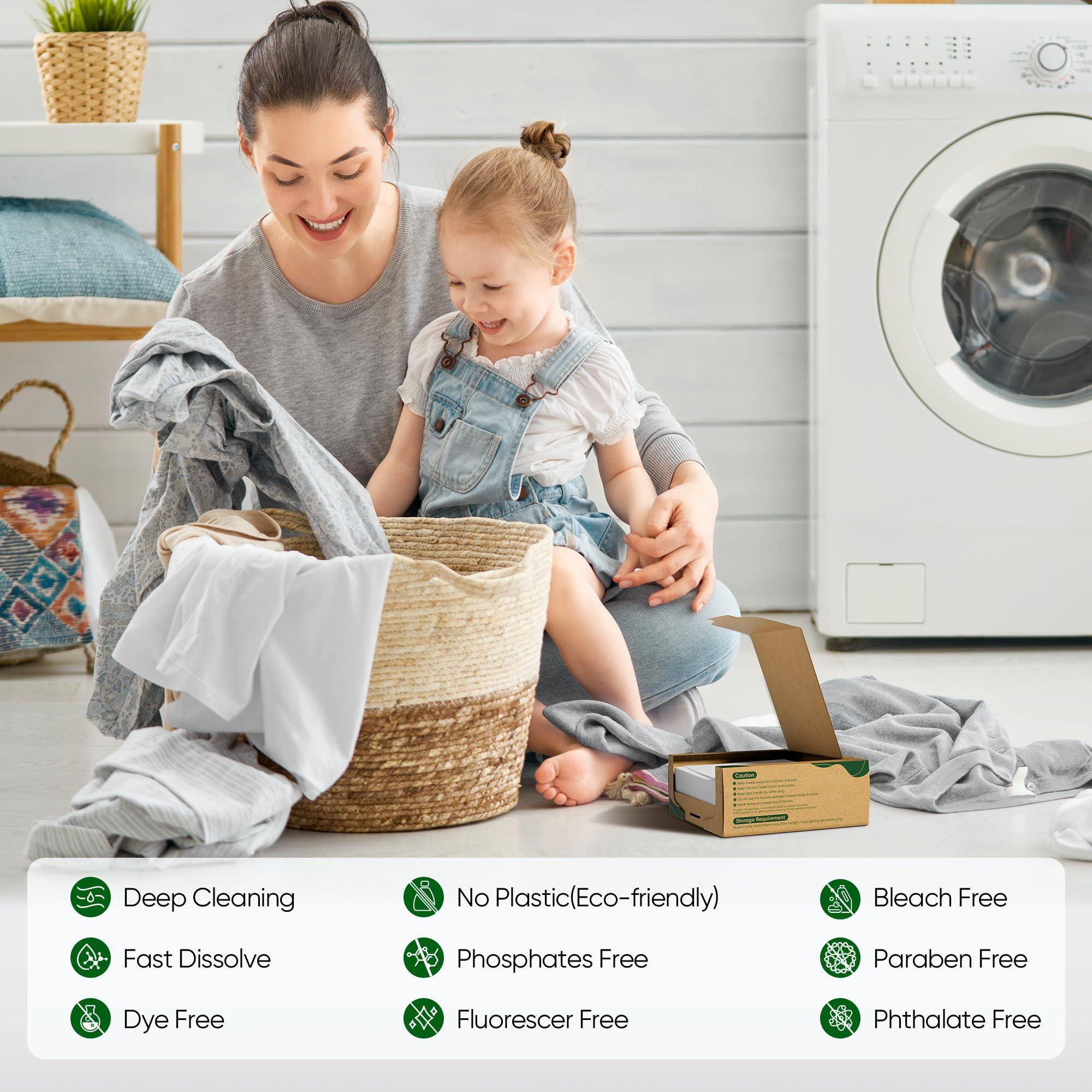 Travel Laundry Detergent Sheets Fisroa 300 Loads Eco-friendly Washing Detergent Sheets Plastic-Free Washer Sheets, Fresh Linen Scent Liquidless Laundry Sheets Strips for Camping Dorm - Image 2