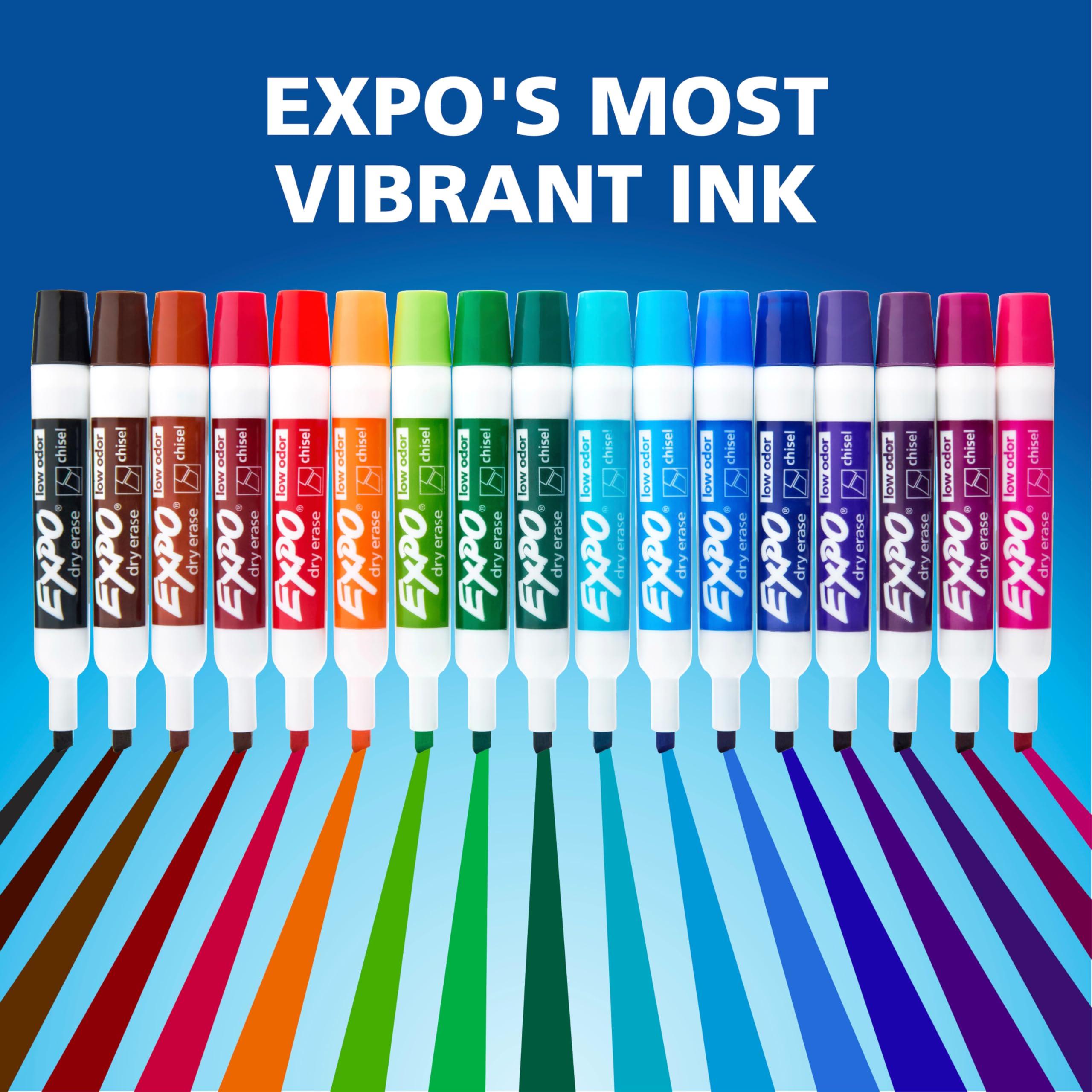 EXPO Low Odor Dry Erase Markers Chisel Tip Assorted Colors 12 Count - Image 6