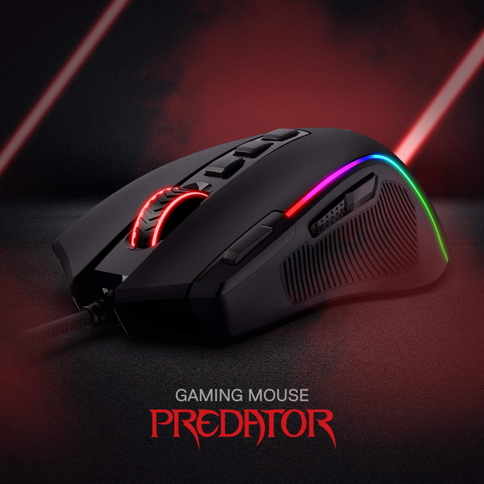 Redragon M612 Predator RGB Gaming Mouse, 8000 DPI Wired Optical Mouse with 11 Programmable Buttons & 5 Backlit Modes, Software Supports DIY Keybinds Rapid Fire Button - Image 2