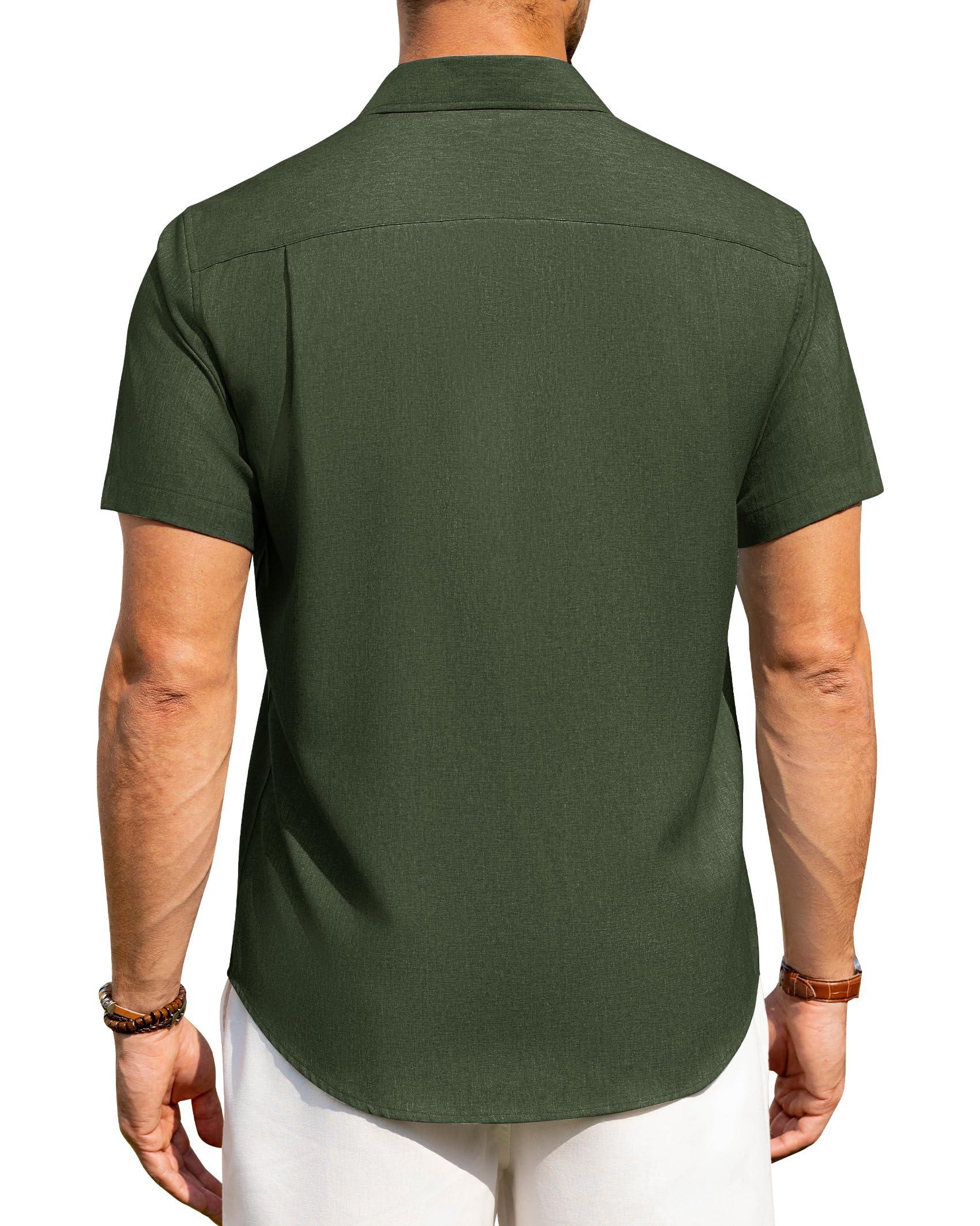 Alimens & Gentle Mens Linen Shirts Short Sleeve Button Down Shirts Wrinkle Free Casual Vacation Beach Summer Tops - Image 4