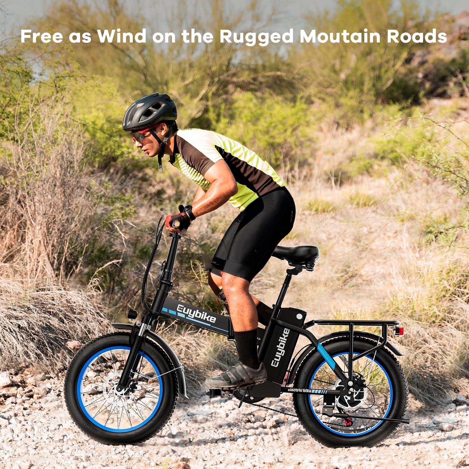 bluebiko 1000W Folding Electric Bike, 48V 20AH Large Removable Battery E Bike, 30+MPH, 80 Miles Max Range, 20" Fat Tire Electric Bike for Adults, Adult Electric Bicycles for Commute Beach Snow - Image 8