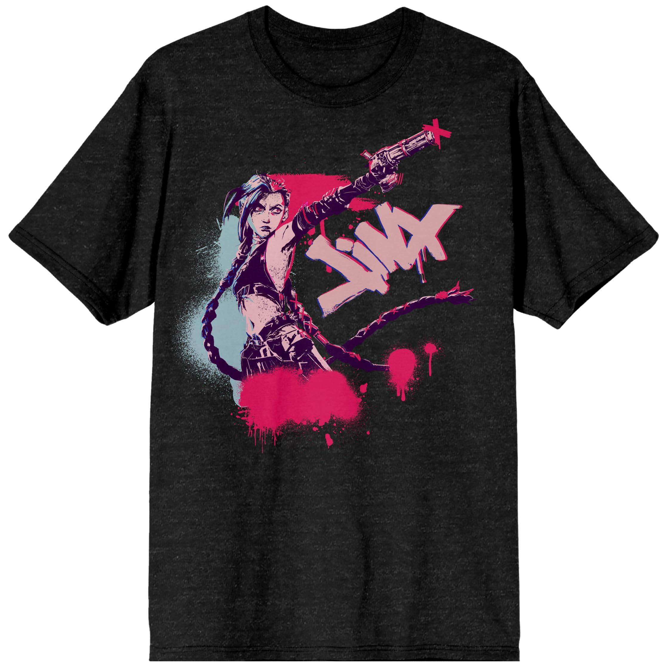 Arcane Jinx Adult Black Heather Crew Neck Short Sleeve T-Shirt