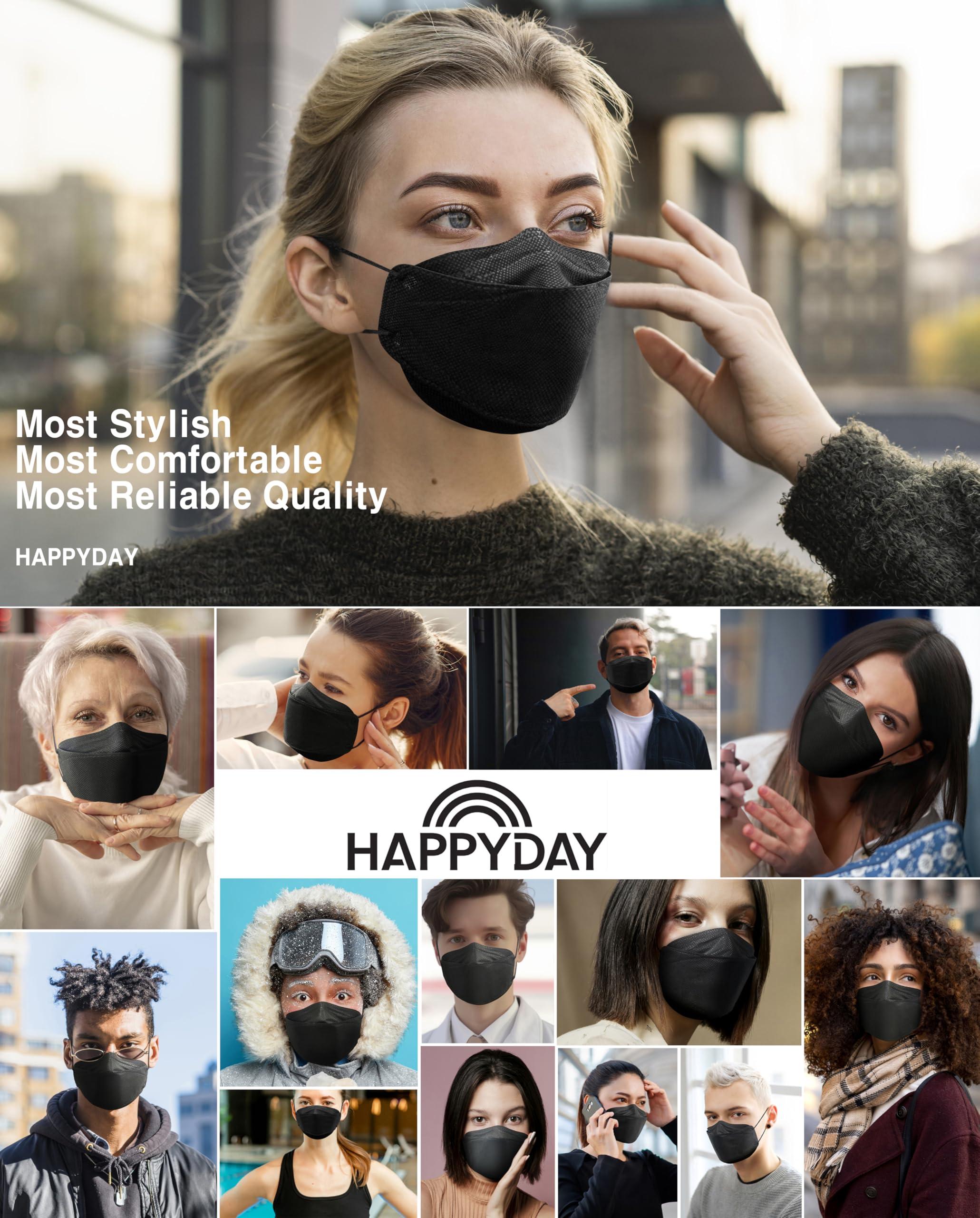 HAPPYDAY , 25 Packs, Made in KOREA Premium KF94 Micro Dust Protection Individually Packaged Black Face Mask Large - Image 2