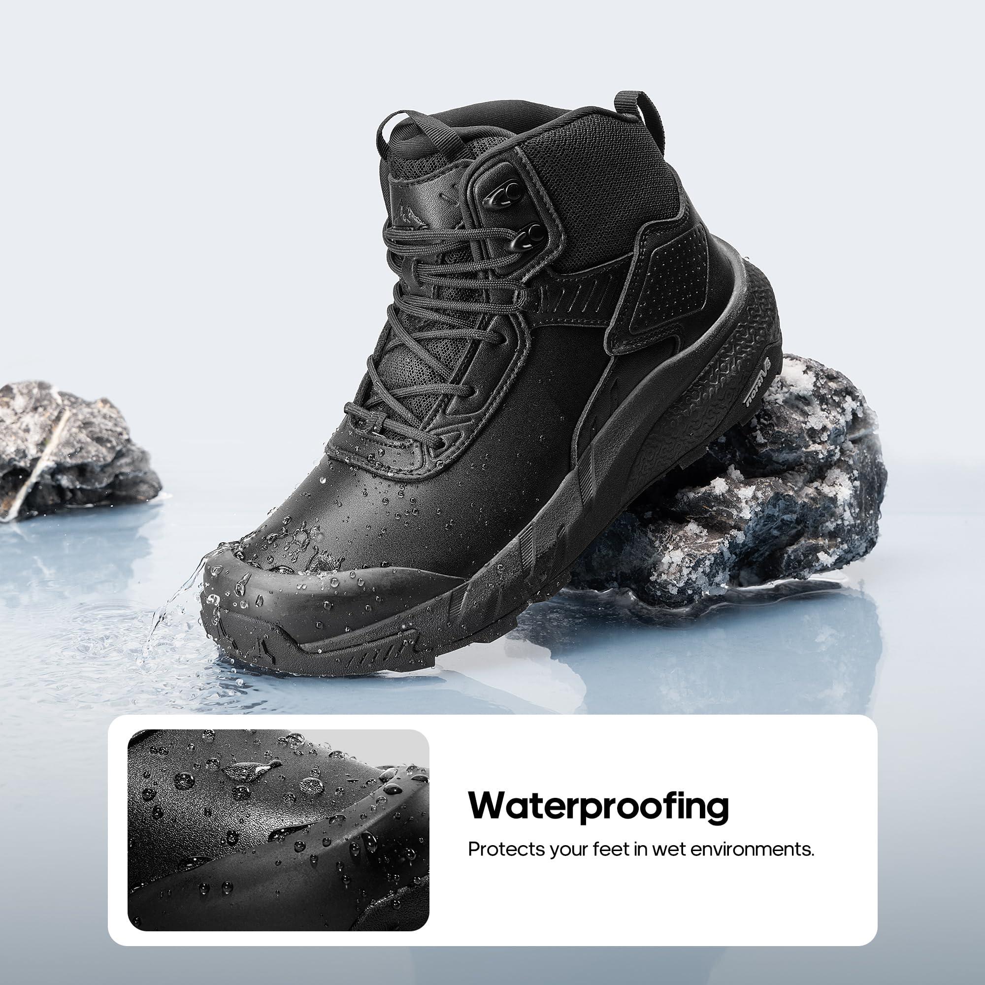 NORTIV 8 Men's Waterproof Military Tactical Work Boots Leather Motorcycle Combat Boots Lightweight Non-Slip Hiking Boots for Men Defender - Image 2