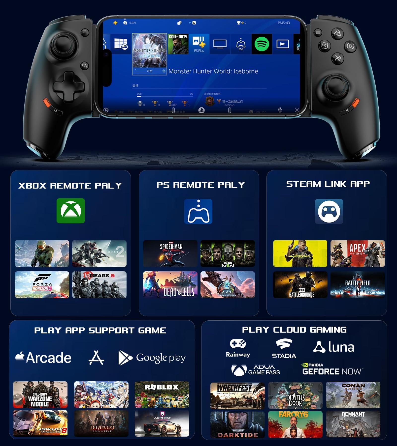 arVin USB C Mobile Gaming Controller for iPhone 16/15 Series & Android (Typc-C) Remote Player Gamepad with Hall Joysticks/Hall Trigger/3.5mm Audio Jack/APP Customized Keys/Cloud Gaming/Remote Play - Image 2
