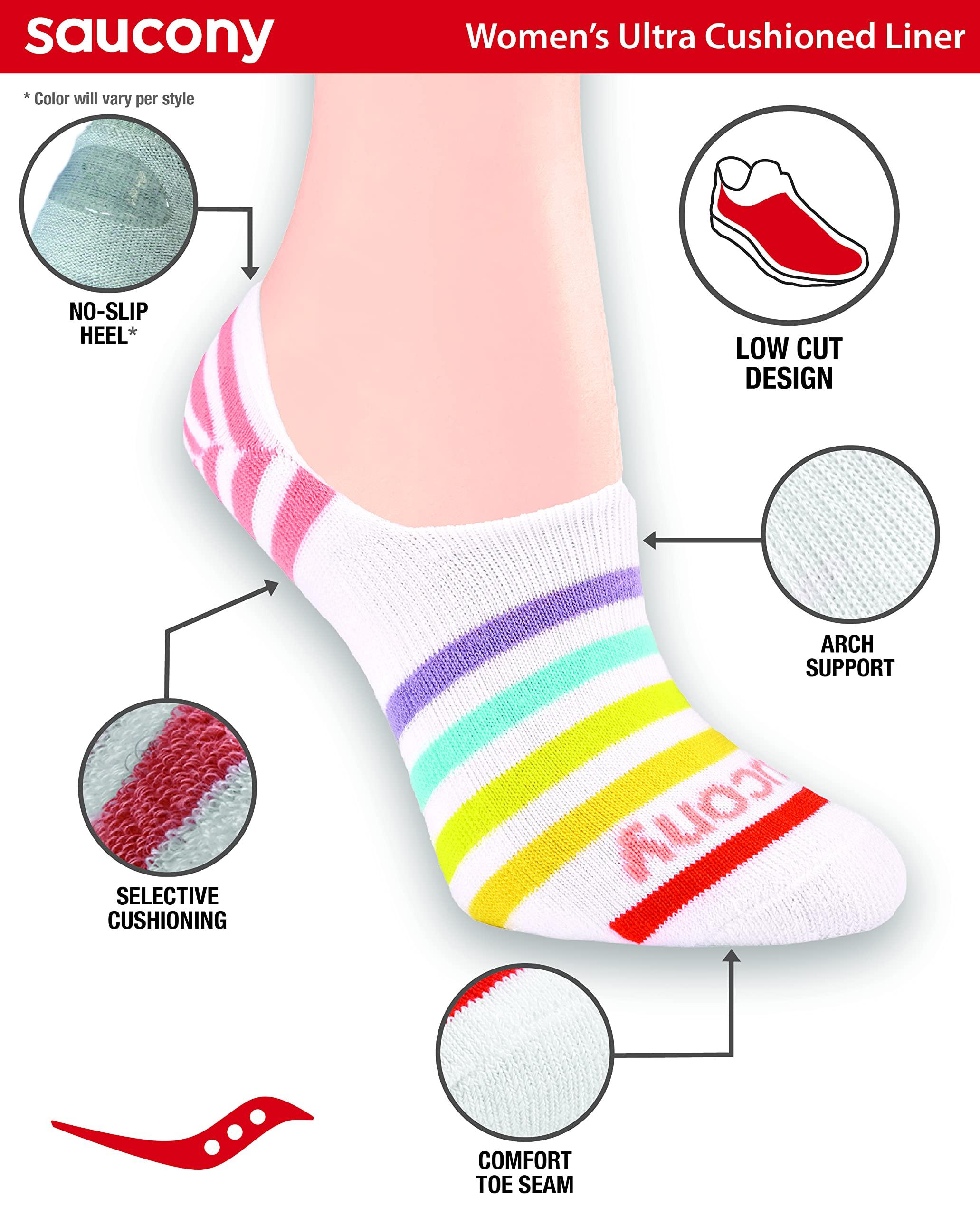 Saucony Women's No Show Cushioned Invisible Liner Socks, Available in S-L (8, 16 Pairs) - Image 2