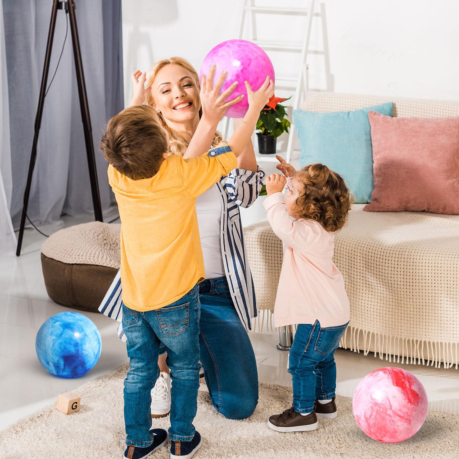 AMOR PRESENT 2PCS Inflatable Playground Balls, 8.7 Inch Marbleized Bouncy Balls Rubber Kickballs Giant Dodgeballs, for Indoor Outdoor Ball Games - Image 5
