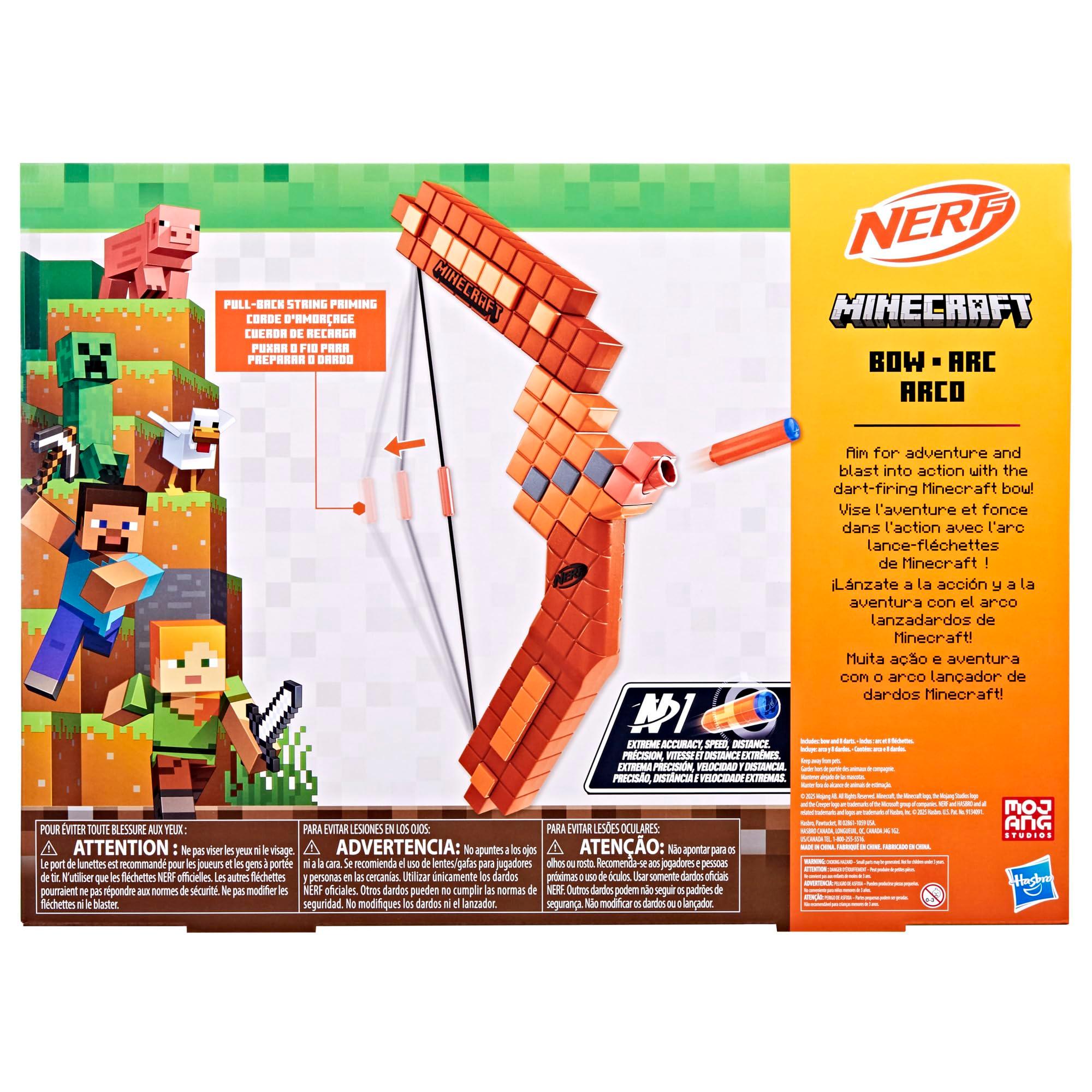 Nerf Minecraft Bow Dart Blaster, Pull-Back String Priming, 8 Nerf N1 Compatible Only with N1 Dart Blasters, Ages 8+ - Image 12