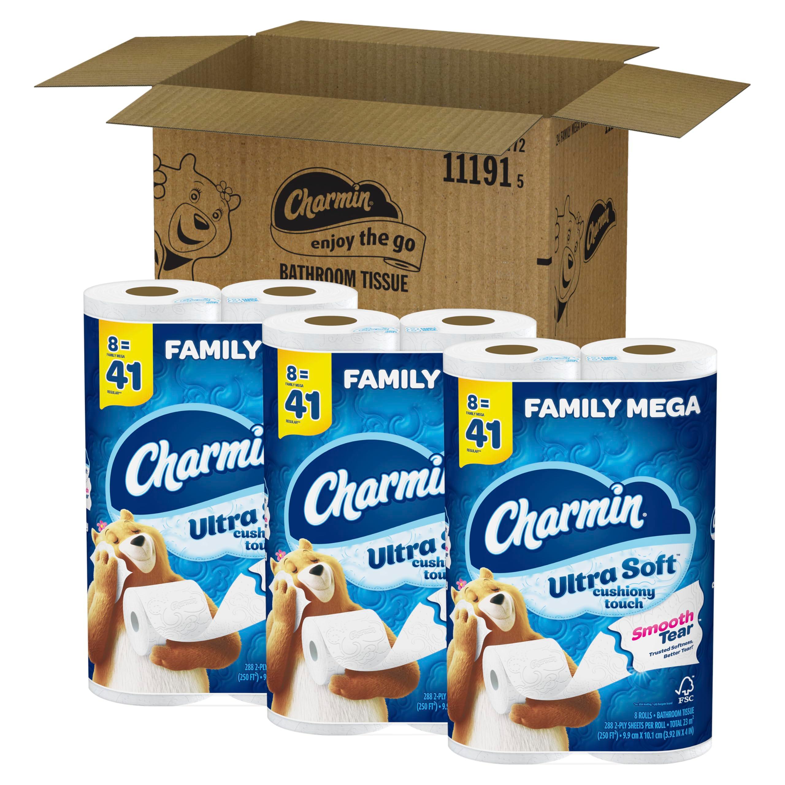 Charmin Ultra Soft Cushiony Touch Toilet Paper, 24 Family Mega Rolls = 123 Regular Rolls - Image 12