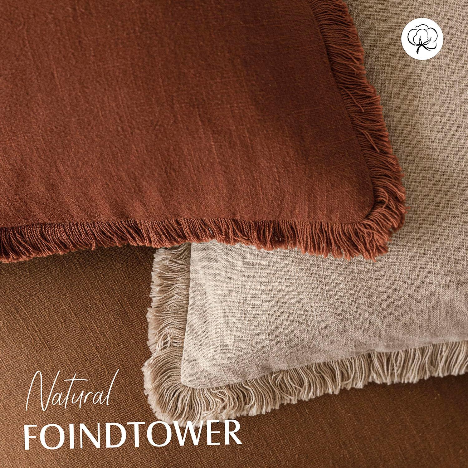 Foindtower Set of 2 Decorative Linen Fringe Throw Pillow Covers Cozy Farmhouse Cushion Cover with Tassels Lumbar Accent Pillowcase for Couch Bed Living Room Home Bedroom Decor, 12×24 Inch,Orange Brown - Image 4