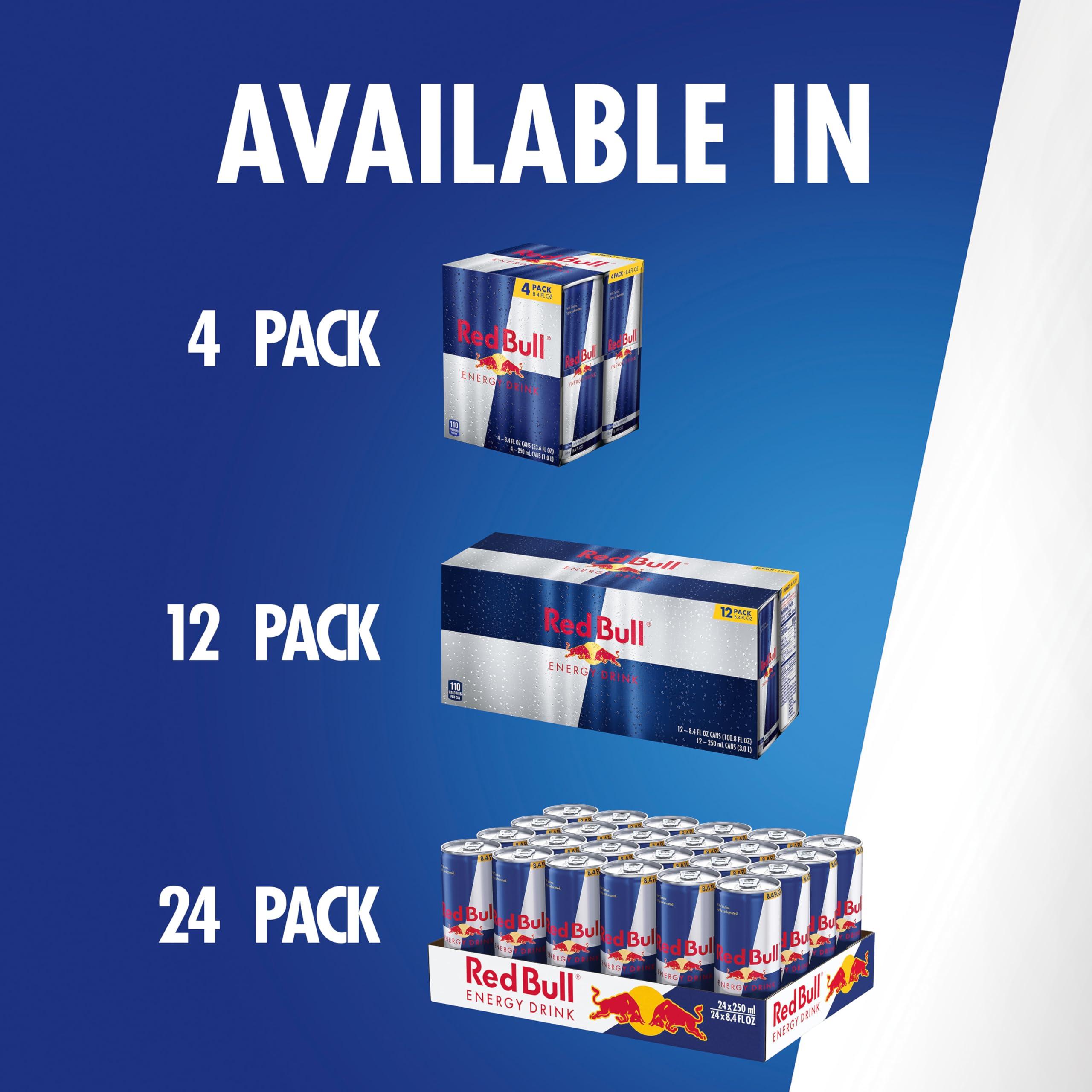 Red Bull Energy Drink with 80mg Caffeine plus Taurine & B Vitamins, 8.4 Fl Oz, 6 Packs of 4 Cans (Pack of 24) - Image 8