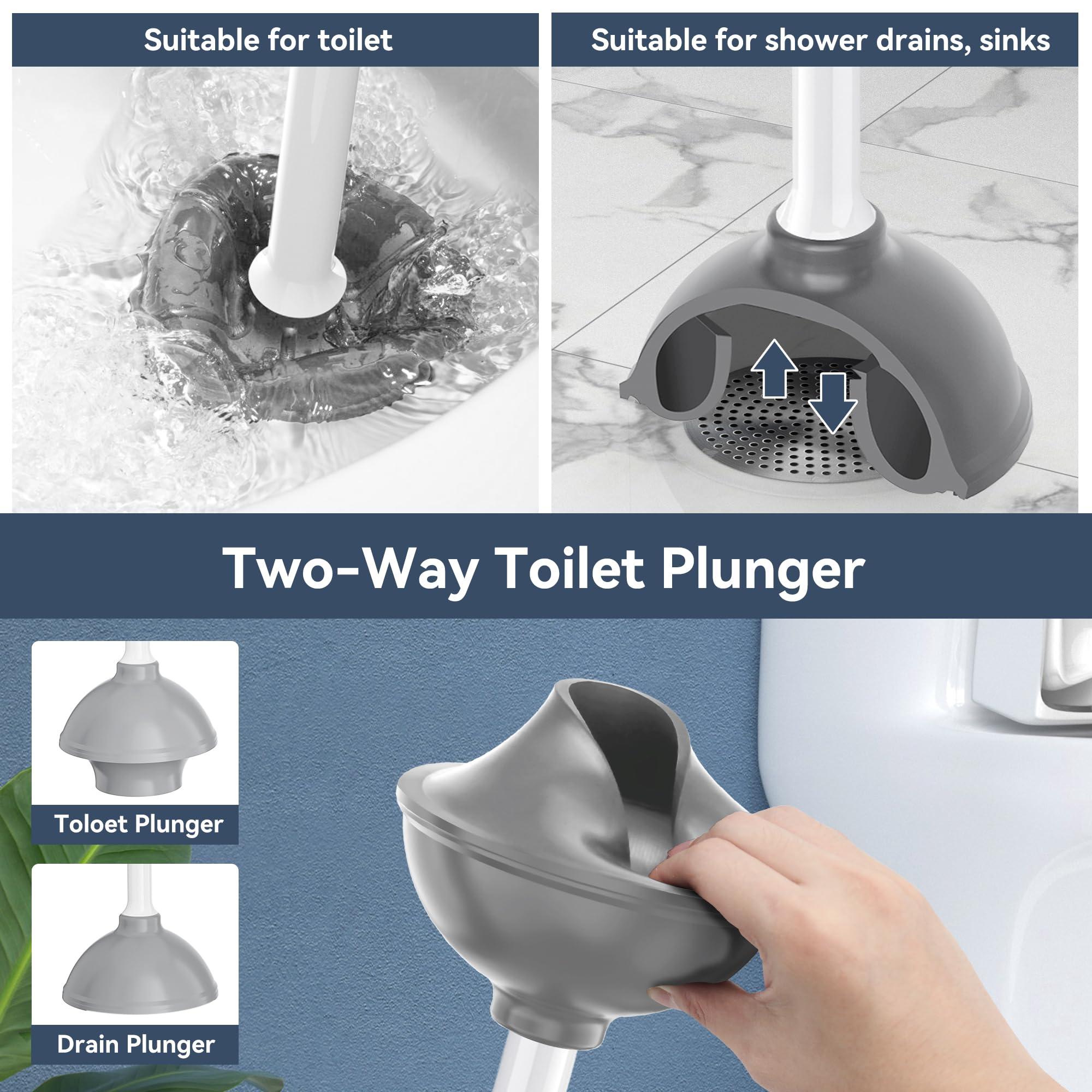 Toilet Plunger with Holder, Plunger with Holder for 5.3-inch Toilet Drain, Plungers for Bathroom with Holder, Toilet Plunger Heavy Duty (1, White) - Image 3