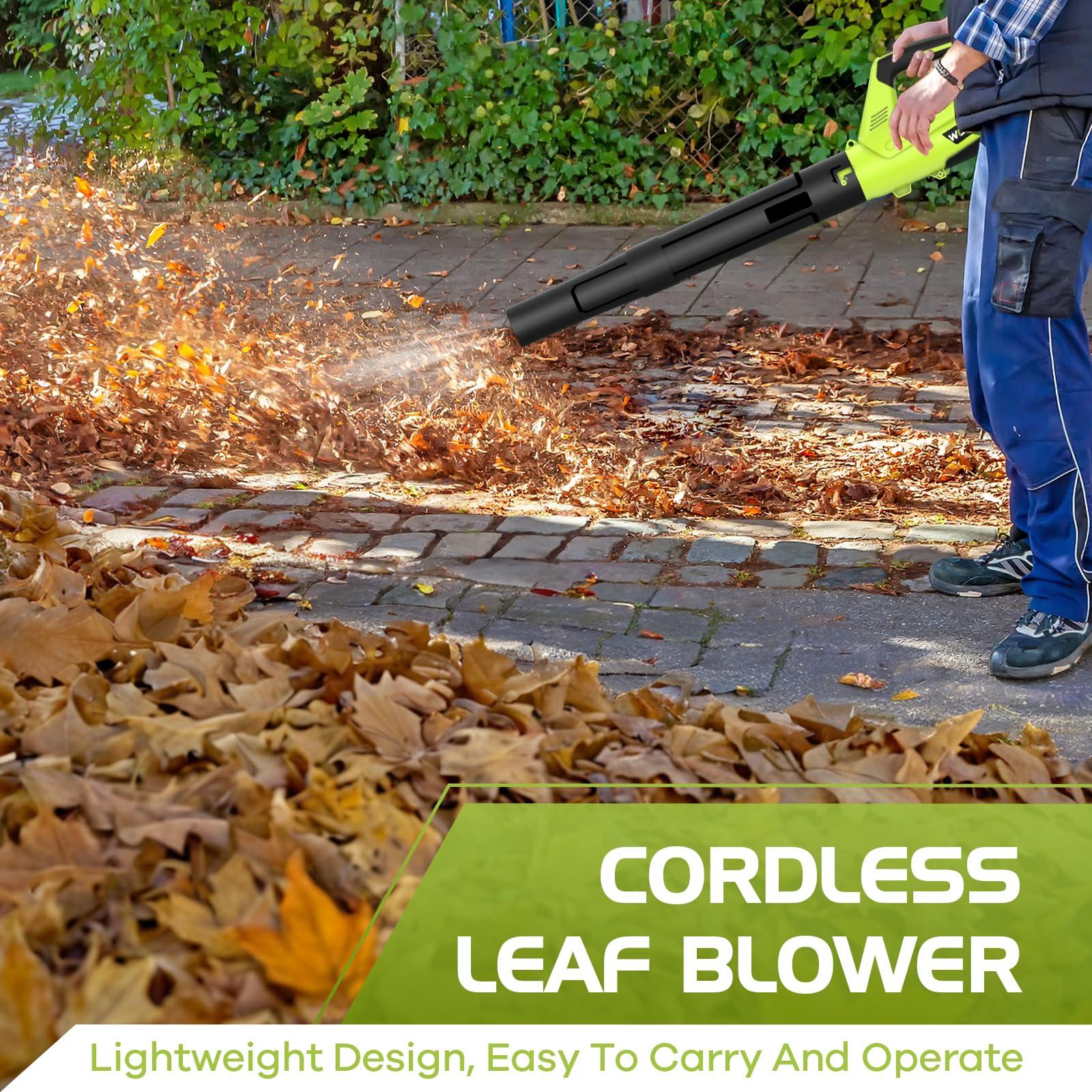 Leaf Blower, Electric Cordless Leaf Blower with 2 Batteries and Charger, 2 Speed Mode, Lightweight Leaf Blowers for Blowing Leaves, Patio Cleaning, Lawn Care and Dust - Image 2