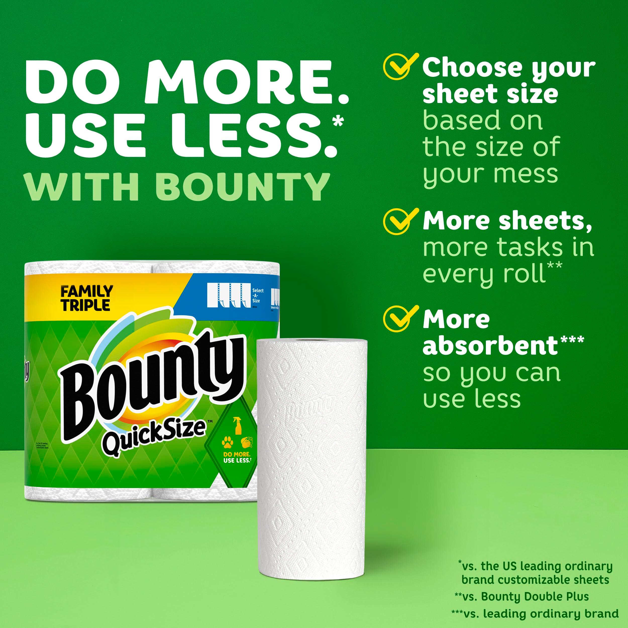Bounty Quick-Size Paper Towels, White, 12 Family Triple Rolls = 36 Regular Rolls - Image 2
