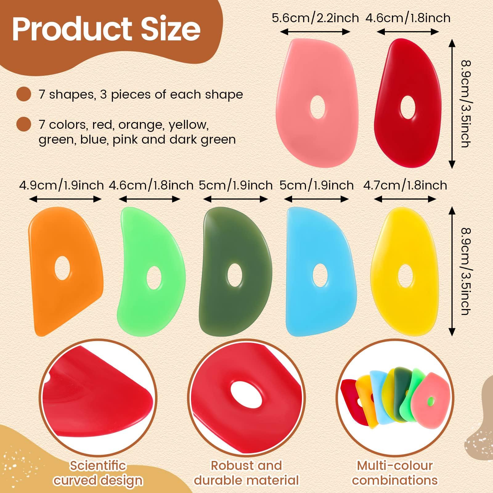 Sherr 21 Pcs Soft Ribs for Pottery Clay Silicone Rib Ceramics Tools Pottery Rubber Clay Ceramic Ribs for DIY Smooths Shapes Sculpting Tools, 7 Styles(Bright Color,Classic Style) - Image 2