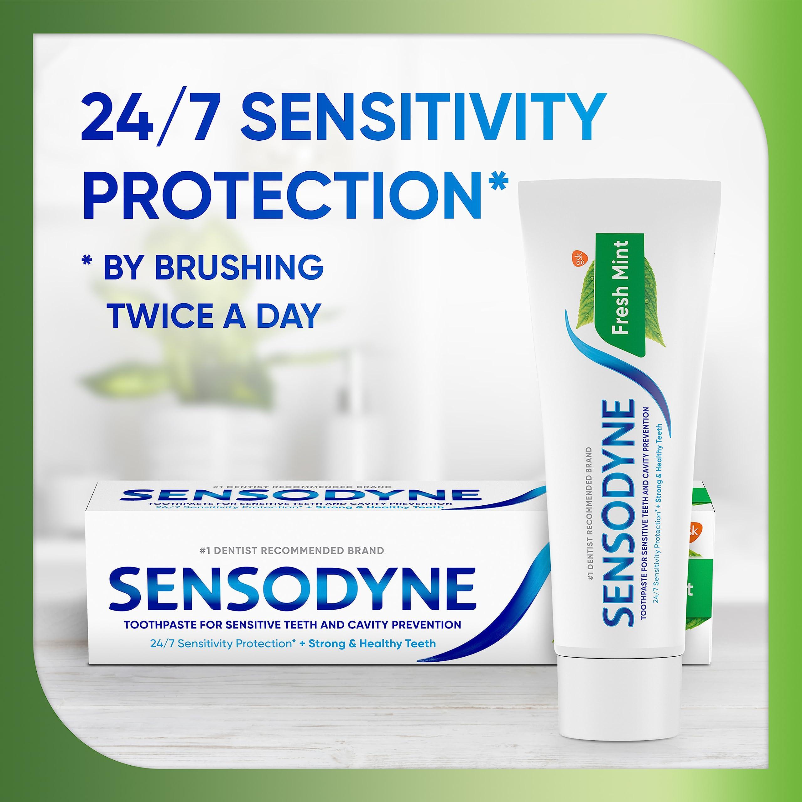 Sensodyne Fresh Mint Sensitive Toothpaste, ADA Accepted Toothpaste for Cavity Prevention and Sensitive Teeth Treatment - 4 Ounces (Pack of 2) - Image 4