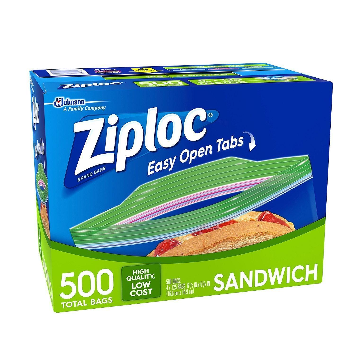 Ziploc Easy Open Tabs Sandwich Bags 125 Count (Pack of 4) - Image 1