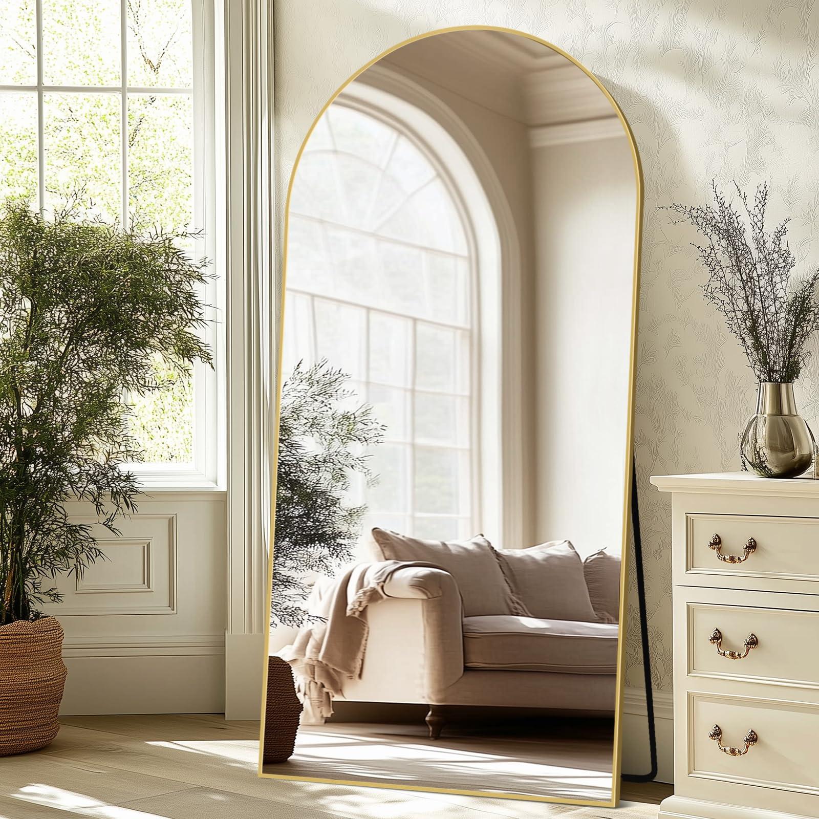 ABSWHLM Oversized Full Length Mirror 78x38 Inch - Wall Mounted or Standing Floor Mirror with Aluminum Alloy Frame, Shatterproof Tempered Glass - Modern Mirror for Bedroom, Living Room, Closet, Gold - Image 2