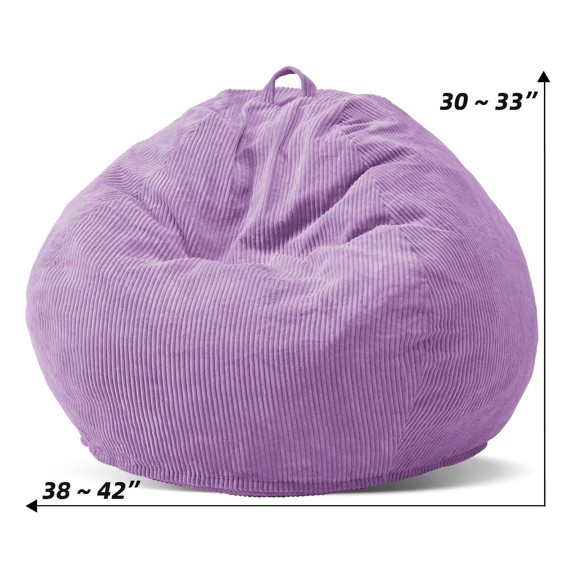 Cansunna Bean Bag Chairs Teardrop Bean Bag Chair for Adults Beanbag Chair with Memory Foam Filled Machine Washable Cover for Living Room, Bedroom (Large,Purple) - Image 2