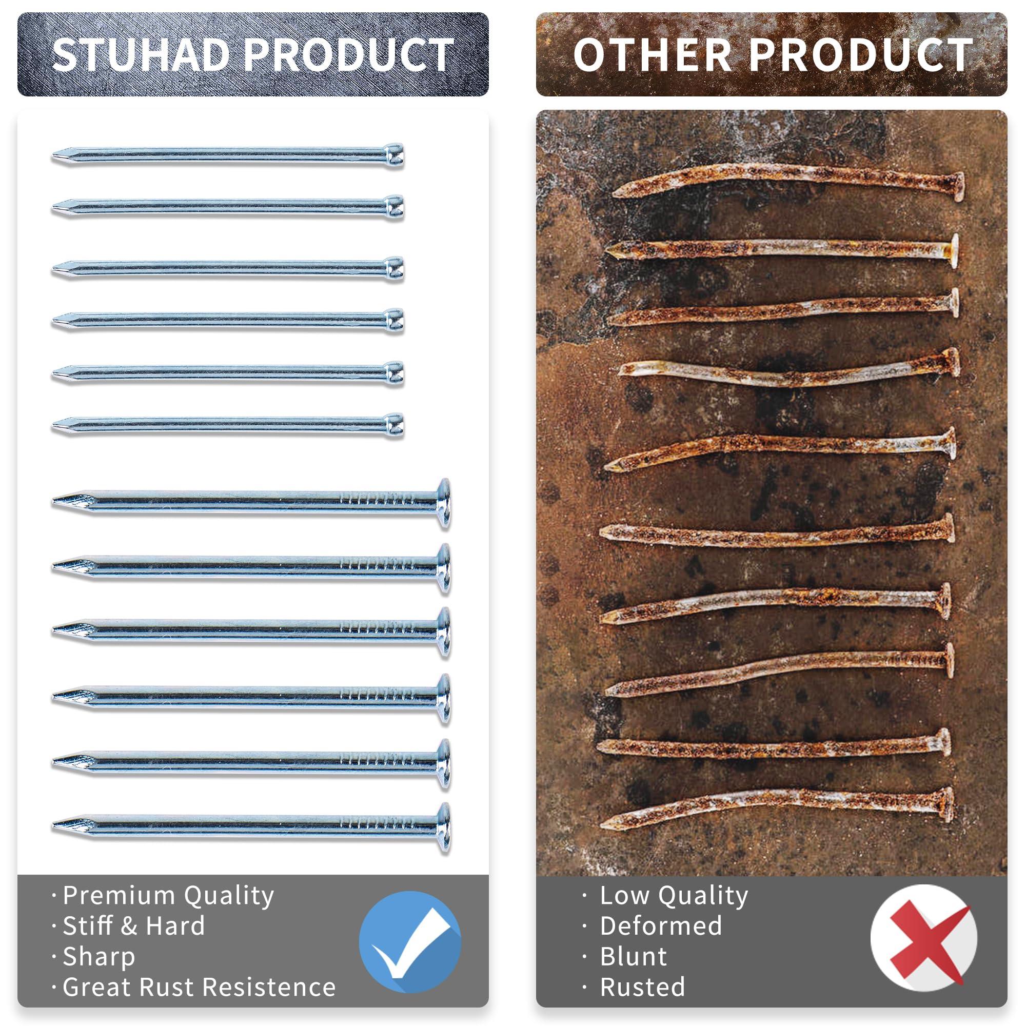 STUHAD STUHAD 400pcs Hardware Nails Assortment Kit, Picture Hanging Nails, Galvanized Nails, Small Nails for Hanging Pictures, 7 Size Assortment for Finish Nails, Wood Nails, Wall Nails - Image 4