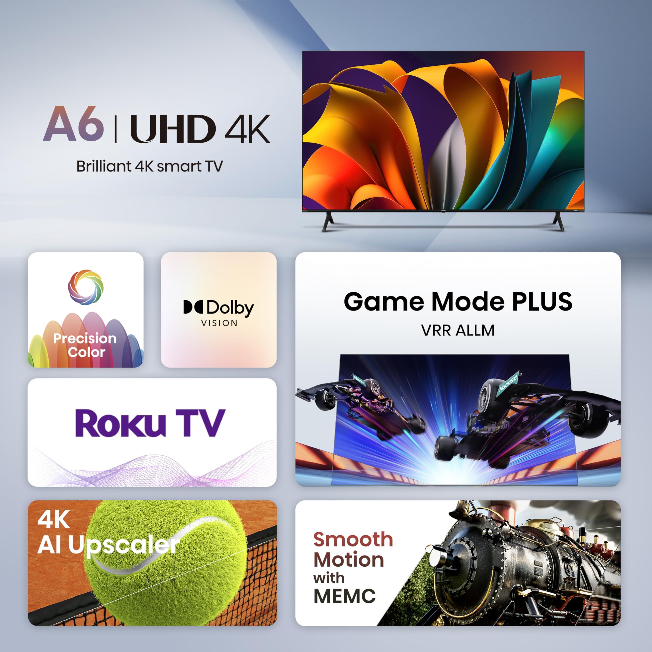 Hisense 85-Inch Class A6 Series 4K UHD Smart Roku TV (85A6NR, 2024 Model) - Dolby Vision HDR, DTS Studio Sound, Game Mode Plus, Alexa Compatibility, Black - Image 3