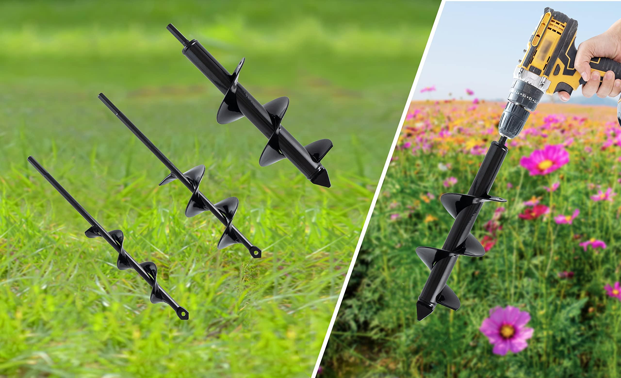 VASGOR Set 3 (1.6x12, 2.6x12, 3.5x12) Auger Drill Bit for Planting - Easy Planter Garden Auger - Bulb & Bedding Plant Augers - Posthole Digger for 3/8” Hex Drive Drill - Image 3