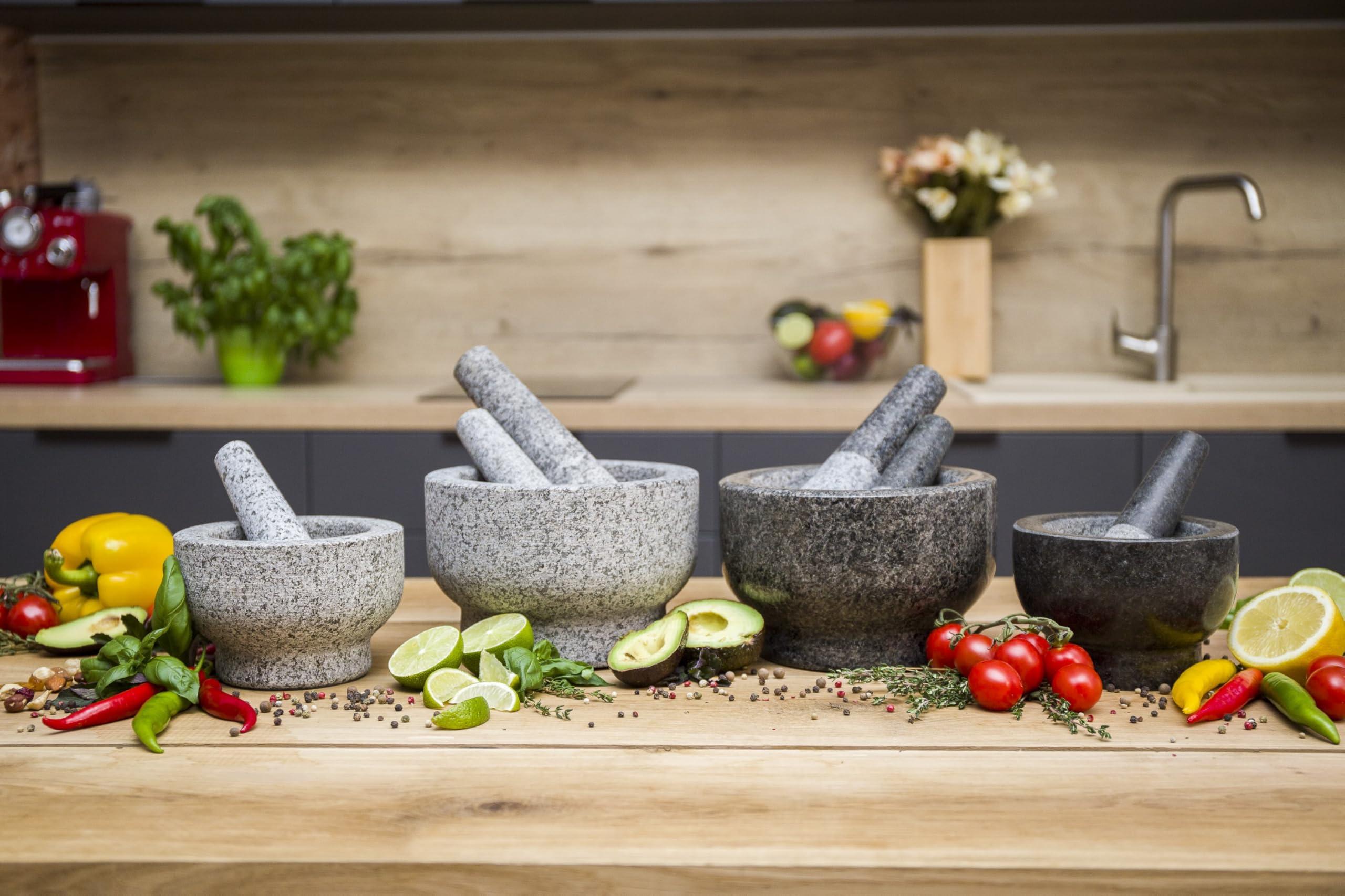 ChefSofi Mortar and Pestle Set - 6 Inch - 2 Cup Capacity - Unpolished Heavy Granite for Enhanced Performance and Organic Appearance - Included: Anti-Scratch Protector - Image 8