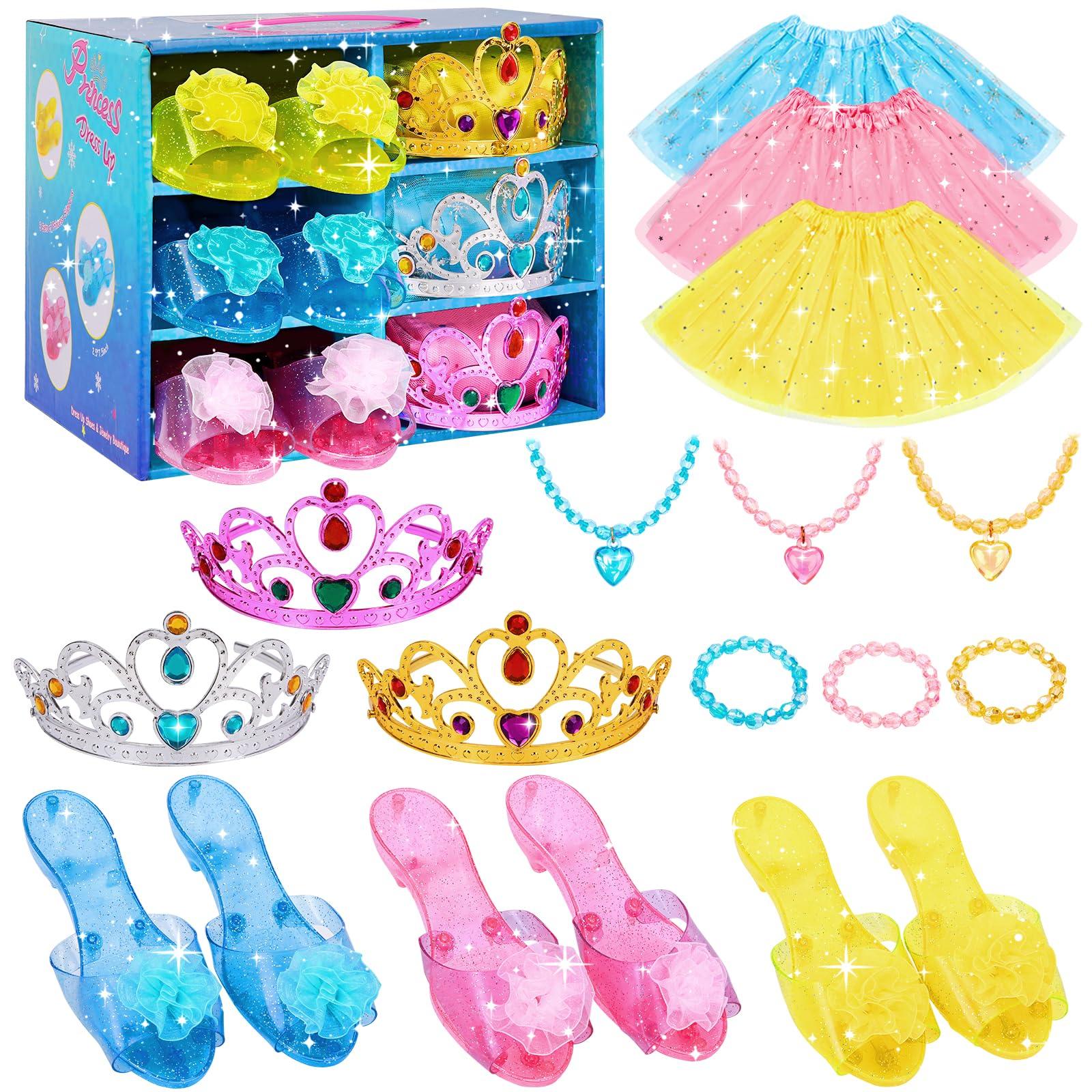 Meland Princess Dress Up for Girls - Dress Up Clothes for Girls with Princess Shoes, Toys for Toddler Kids 3,4,5,6 Year Old