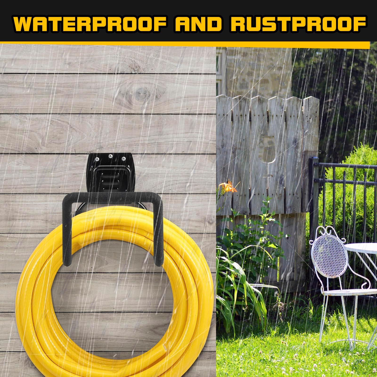 QMSK Garden Hose Holder, Metal Wall Mounted Water Hose Reel for Outside, Durable Hook Stand for Garden Hose Storage, Water Hose, Extension Cords, Flexable Hose Use(1Pack) - Image 3