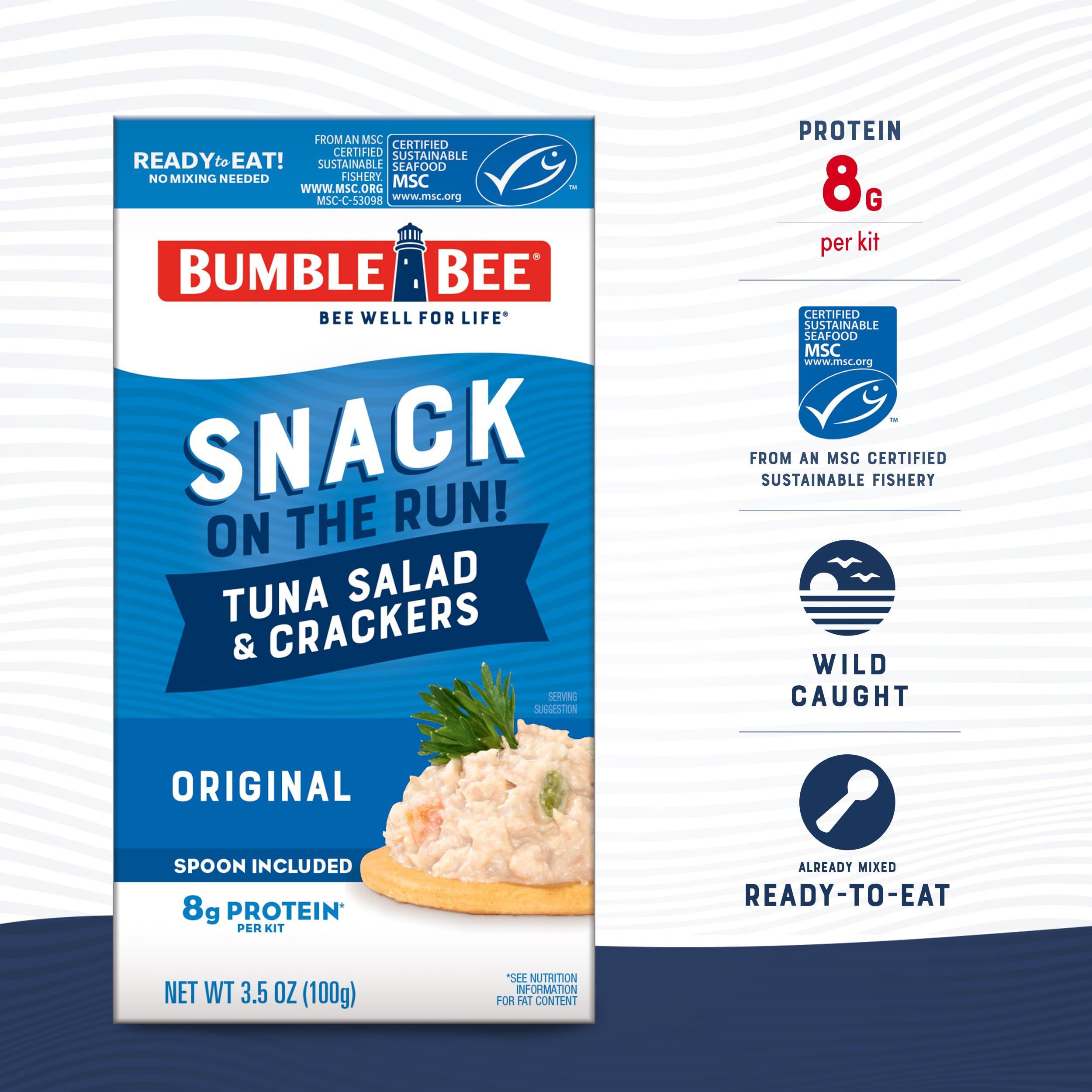 Bumble Bee Snack On The Run Original Tuna Salad with Crackers Kit (Pack of 3) - Ready to Eat Protein Snack Pack - 8g Protein per Box - Wild Caught MSC Certified Tuna - Image 2