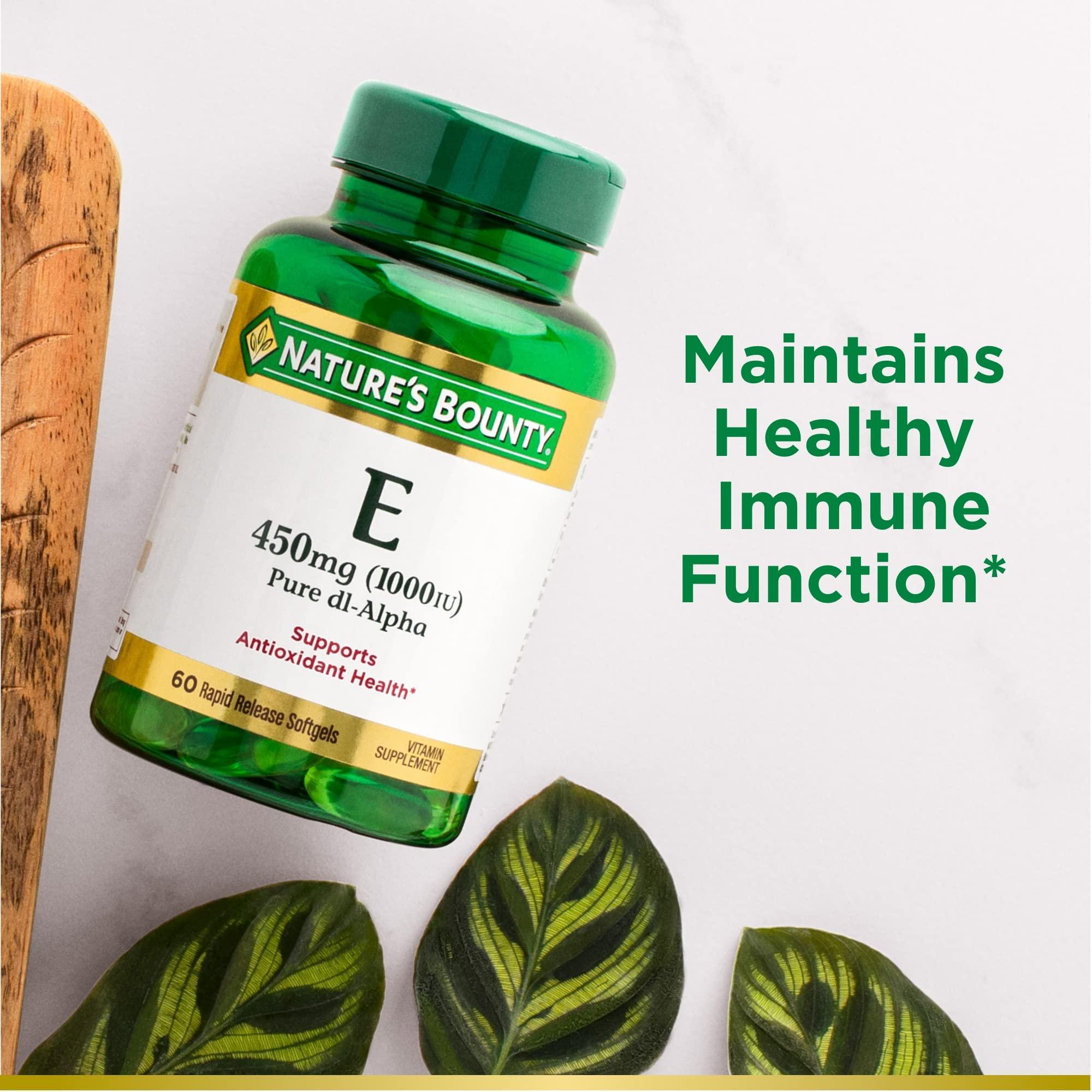 Nature's Bounty Vitamin E 1000 IU Softgels, Supports Antioxidant Health & Immune System, 1 Pack, 60 Softgels - Image 5