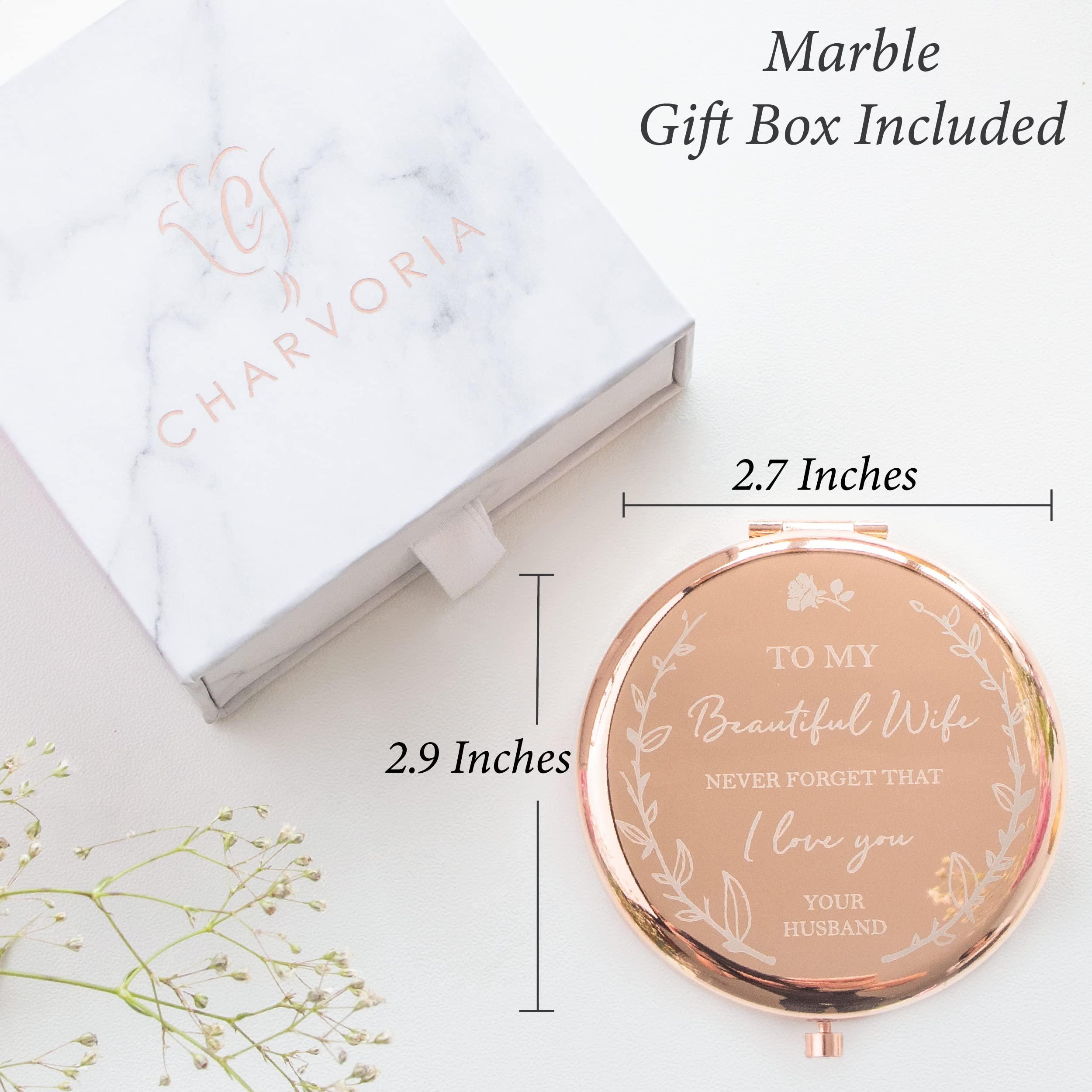 Gifts for Wife – I Love You Wife Gift. Laser Engraved ‘To My Beautiful Wife’ Rose Gold Compact Mirror – Romantic Gifts For Her Birthday, Wedding Anniversary, Valentines Day, Mothers Day From Husband - Image 3