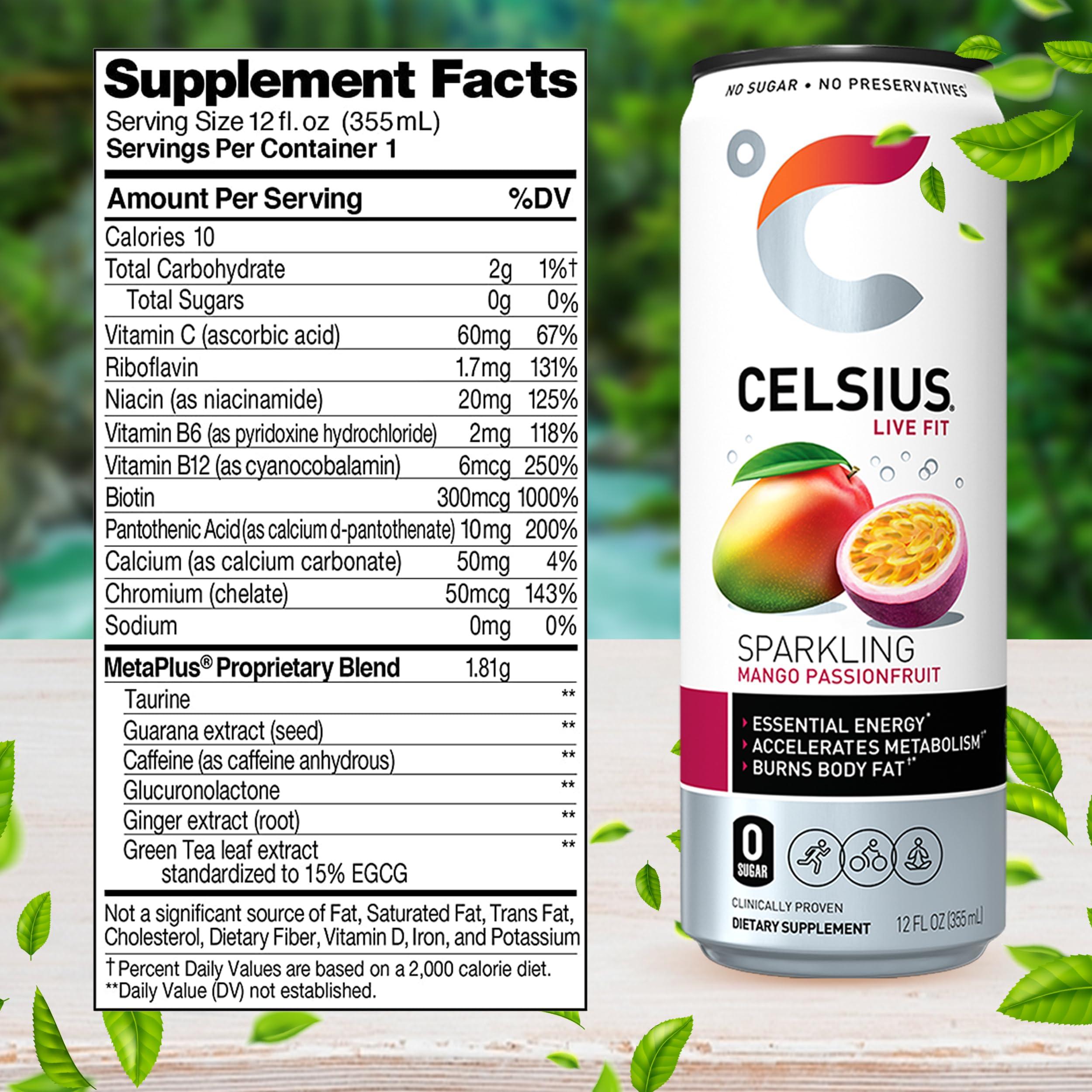 Celsius Sparkling Essential Energy Drink No Sugar or Preservatives 12 fl oz, Slim Cans Assorted Variety 12 Pack, in The Award Box Packaging Combo Box - Image 3