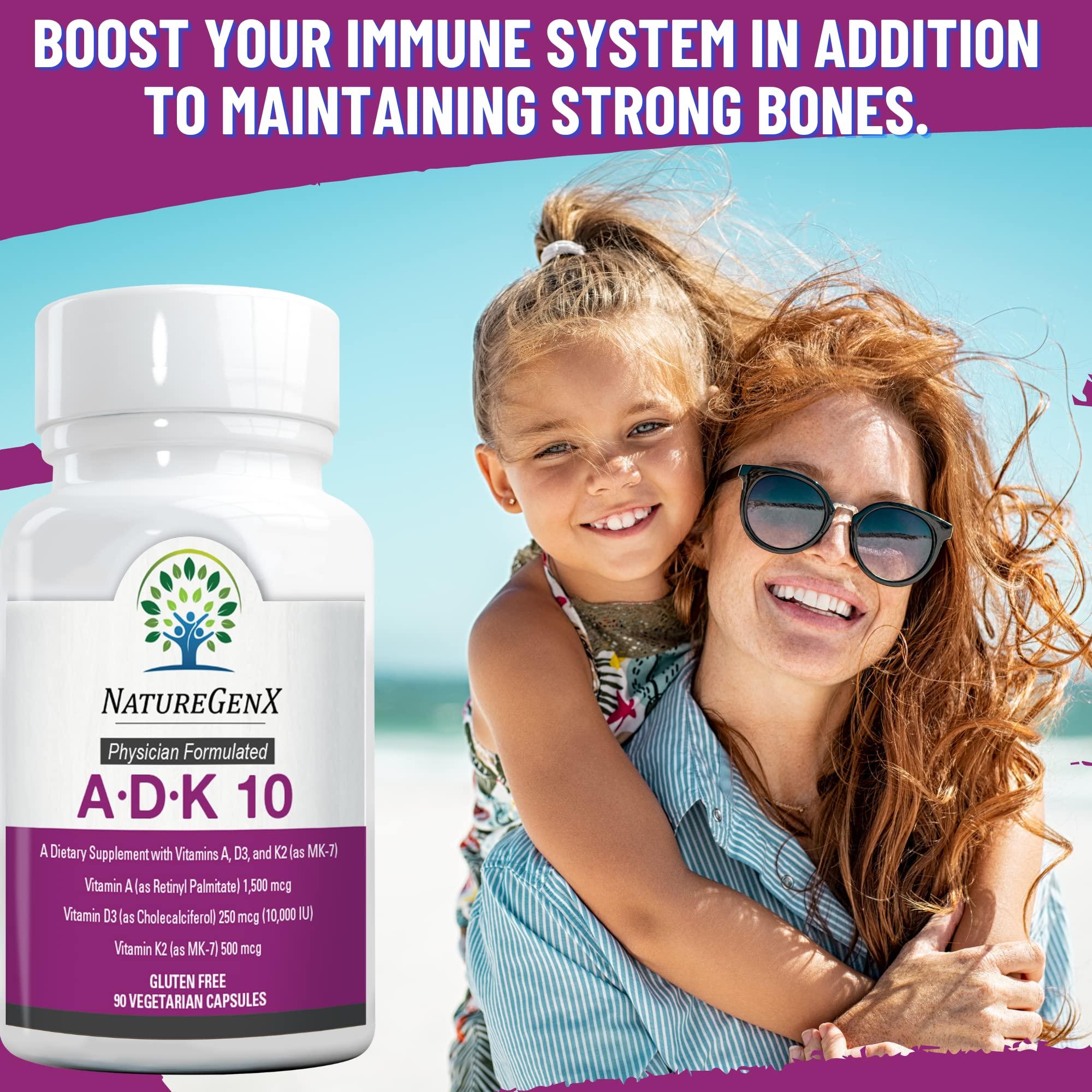 NatureGenX ADK 10 Supplement - Potent A, K2 & D3 Vitamin Supplement 10000 IU for Bone, Heart & Immune Support - 90 Count Easy-to-Swallow Vitamin ADK Supplement Capsules (3 Month Supply) - Image 6