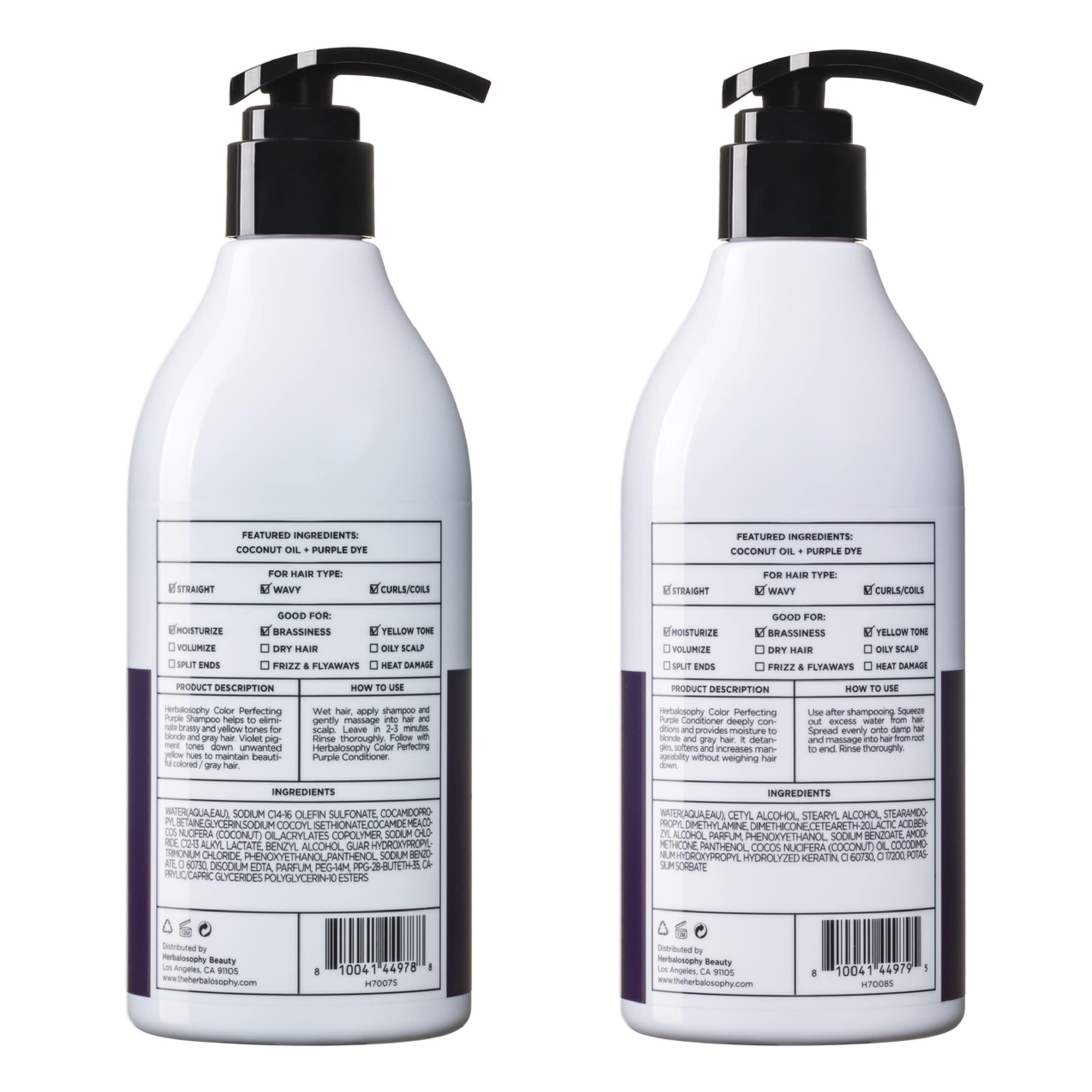 Herbalosophy Purple Shampoo & Conditioner Set for Blonde Gray Hair, Eliminates Brassy and Yellow Tones, Infused with Cocos Nucifera Oil, Free of Sulfate, Parabens and Gluten, 2 x 16.9 Fl Oz - Image 9