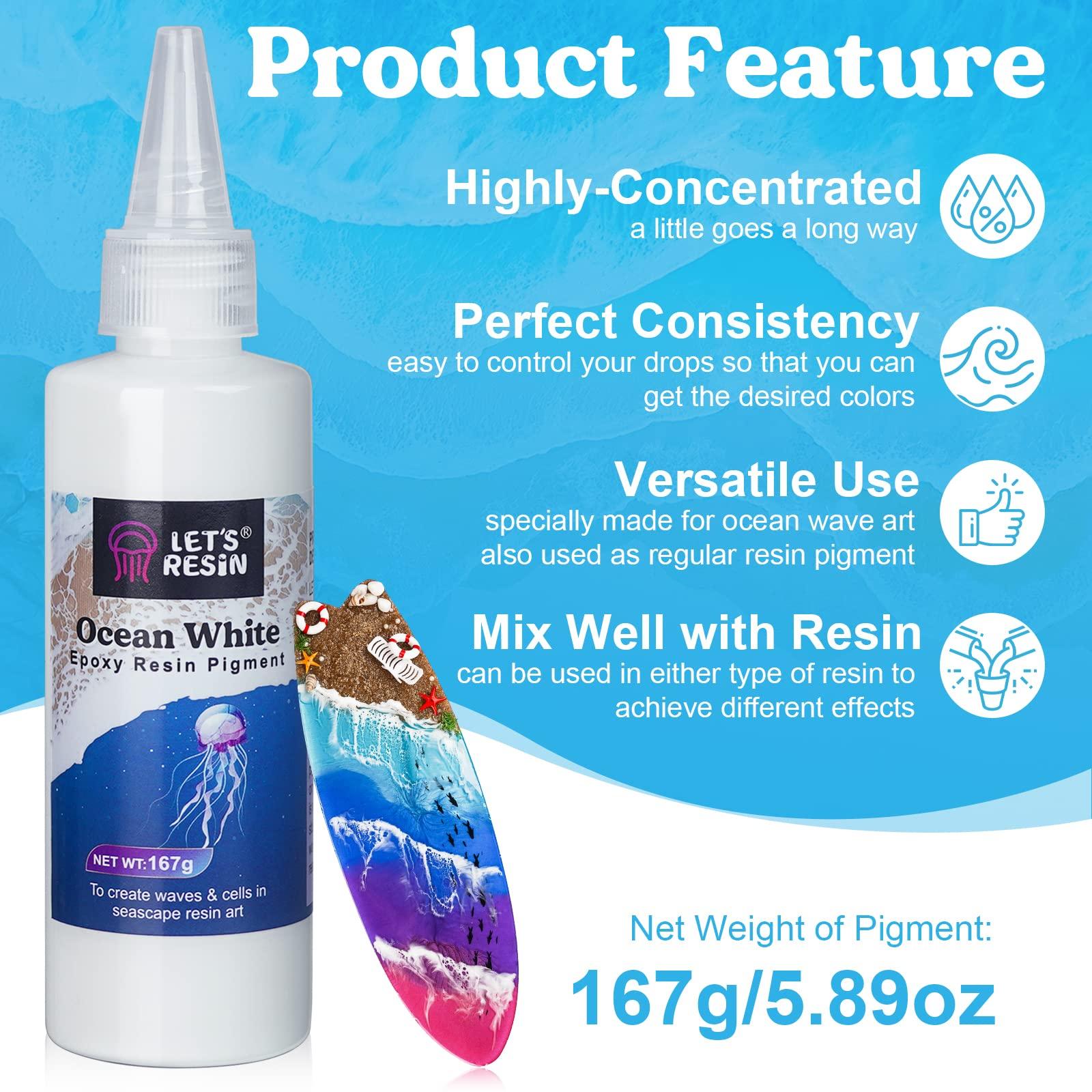 LET'S RESIN Ocean White Epoxy Resin Pigment 167g/5.89oz, High Concentrated Paste for Epoxy & UV Resin, UV Resistant Opaque Pigment for Creates Cells & Lacing, 3D Flower Coasters - Image 2