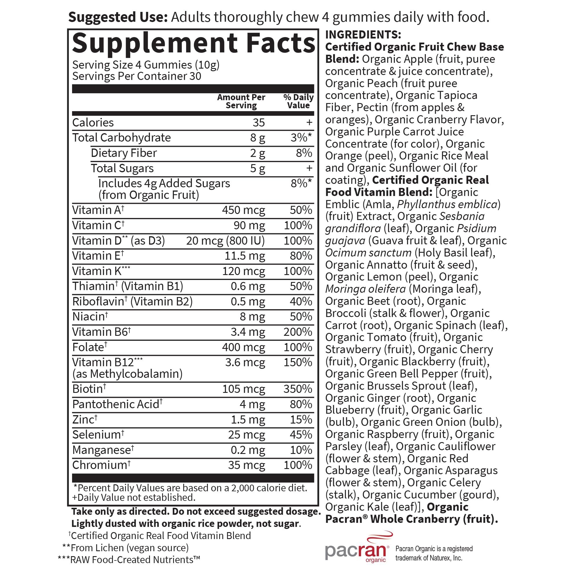 Garden of Life Organics Women's Gummy Vitamins - Berry - Certified Organic, Non-GMO, Vegan, Kosher Complete Multi - Methyl B12, C & D3 - Gluten, Soy & Dairy Free, 120 Real Fruit Gummies - Image 5