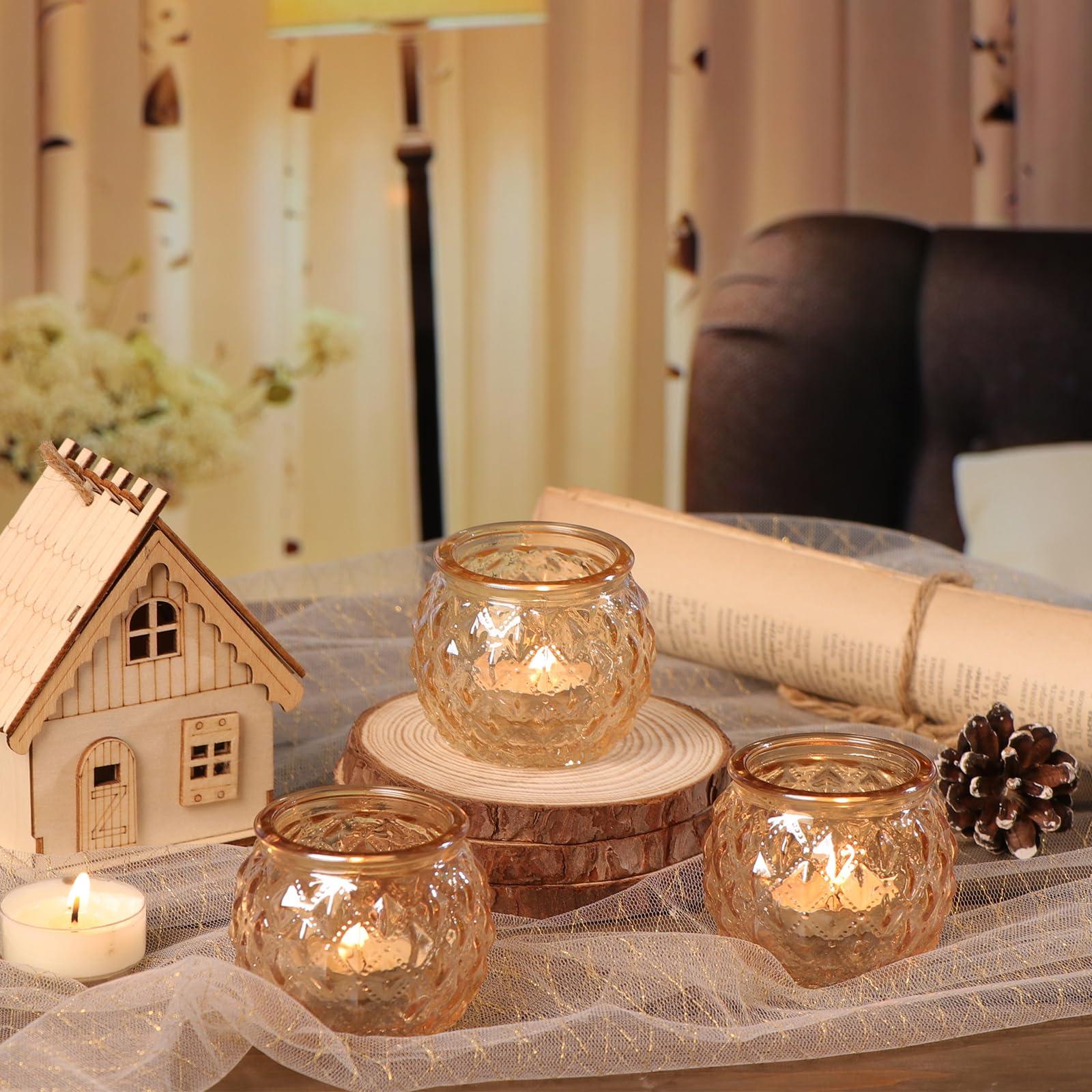 DARJEN 48Pcs Gold Votive Candle Holders - Round Glss Candle Holders Bulk for Table Centerpiece, Tea Lights for Wedding Shower, Party & Home - Image 3