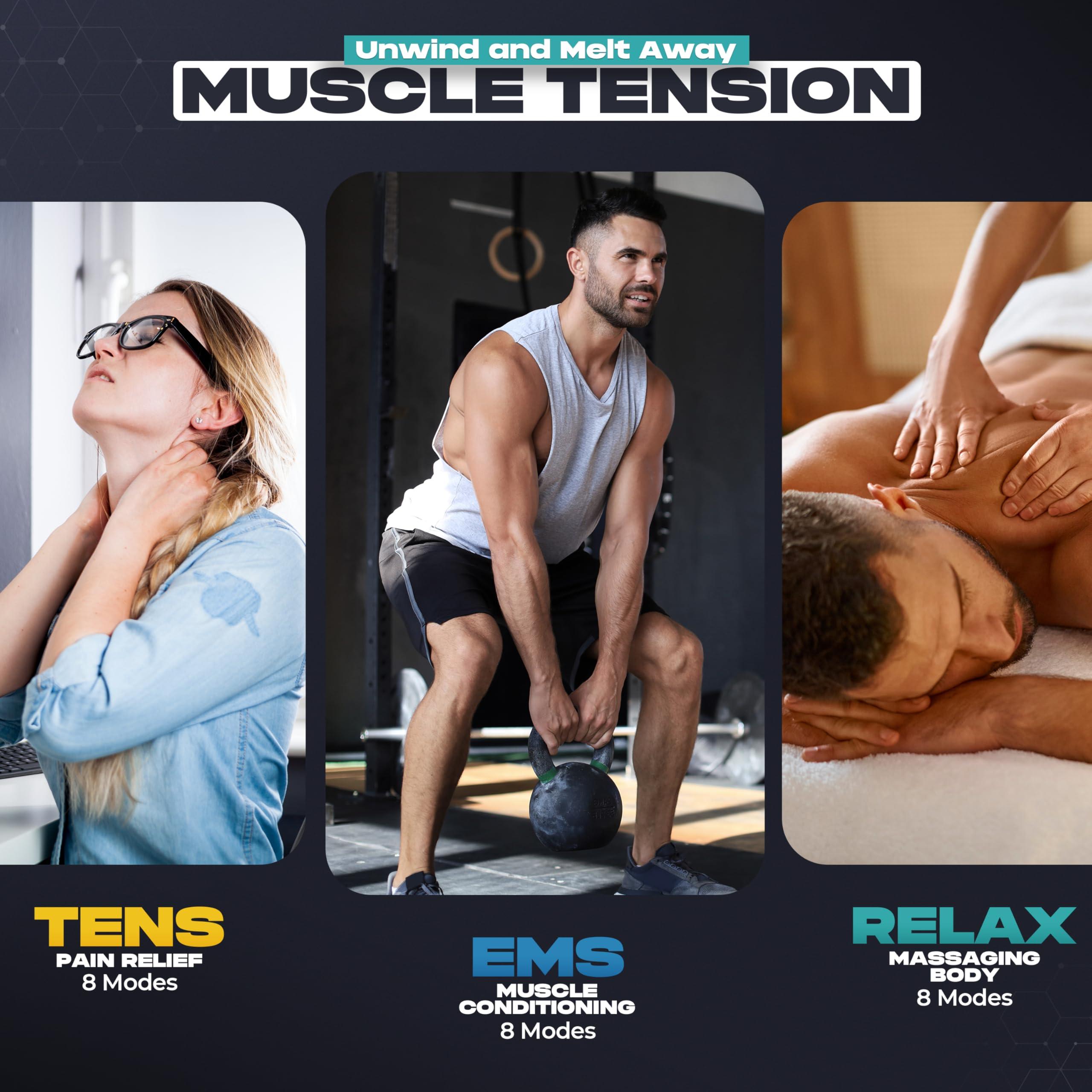 TENS Unit Muscle Stimulator, EMS Massager Machine for Shoulder, Neck, Sciatica and Back Pain Relief, Electronic Pulse Massage Physical Therapy, Silver - Image 3
