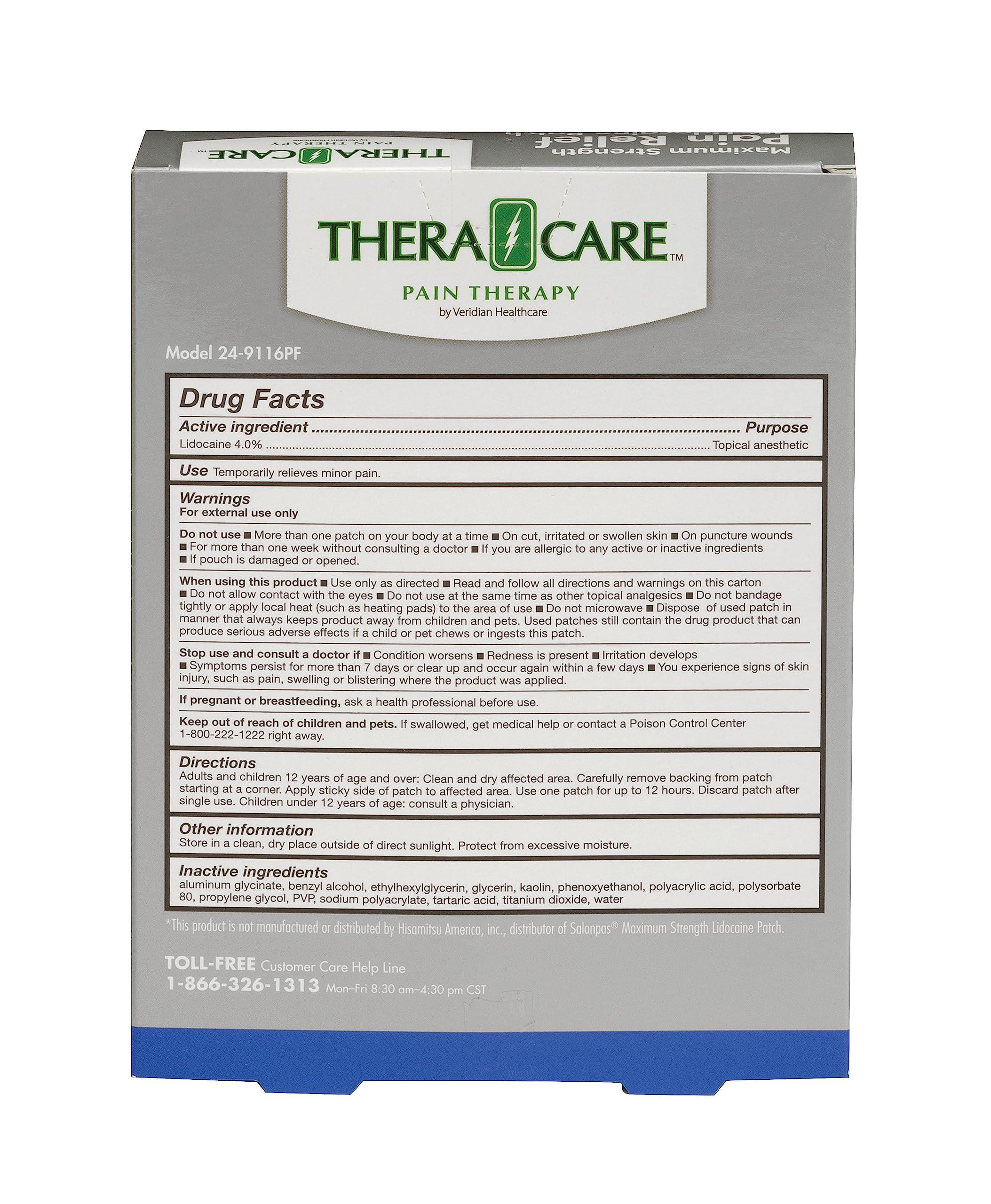Thera|Care Maximum Strength OTC Pain Relief Patch | 4% Lidocaine Patch | 3.9” x 5.5” | 6-Count Box - Image 4