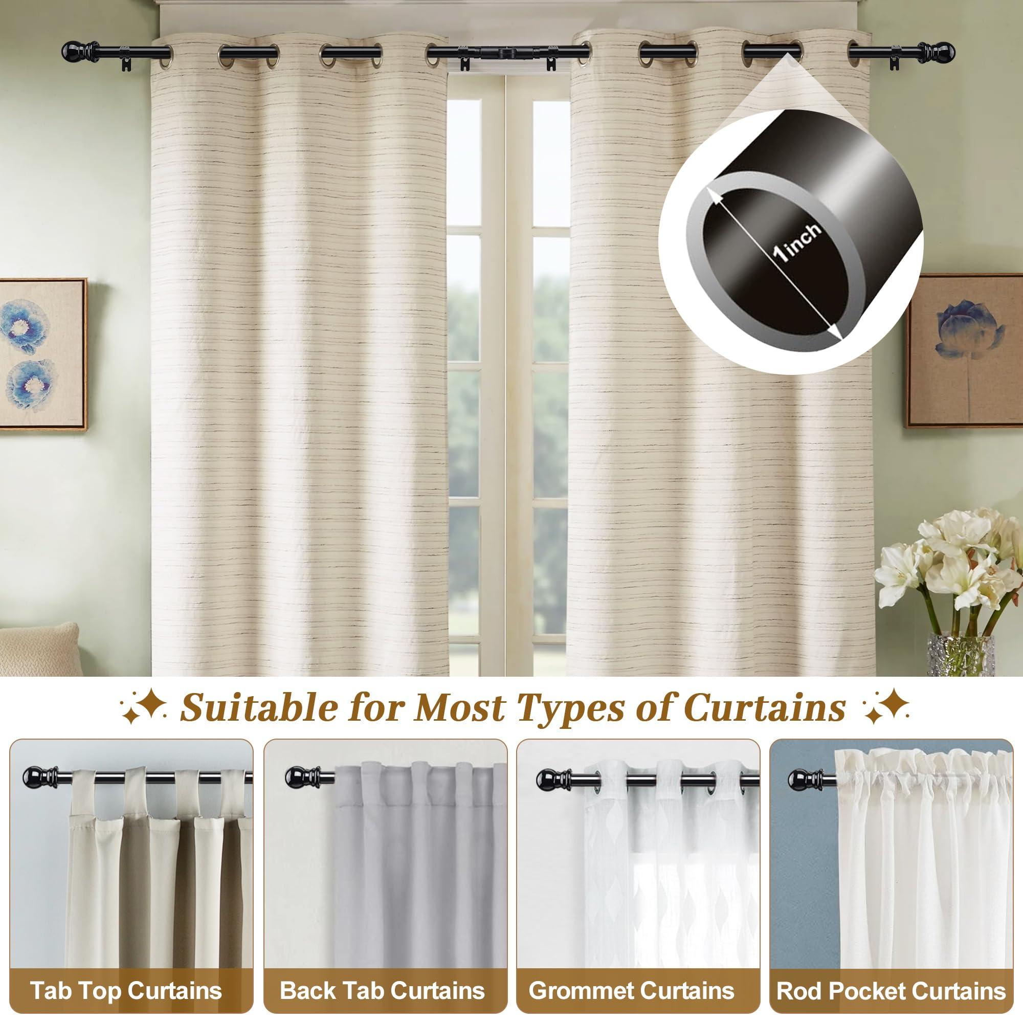 Corner Curtain Rod for Windows 30 to 136 Inches, L-shaped Curved Heavy Duty Corner Window Curtain Rods, Adjustable Renter Friendly 1 Inch Black Drapery Rods for Bedroom Living Room - Image 3