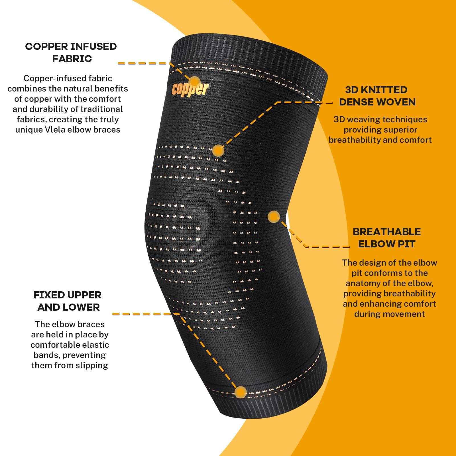 Copper Elbow Sleeve,Elbow Compression Sleeve, Elbow Brace For Tendonitis and Tennis Elbow,Golfers, Arthritis, Bursitis. Elbow Pain Relief,Weightlifting, Fit for Men & Women - Image 2