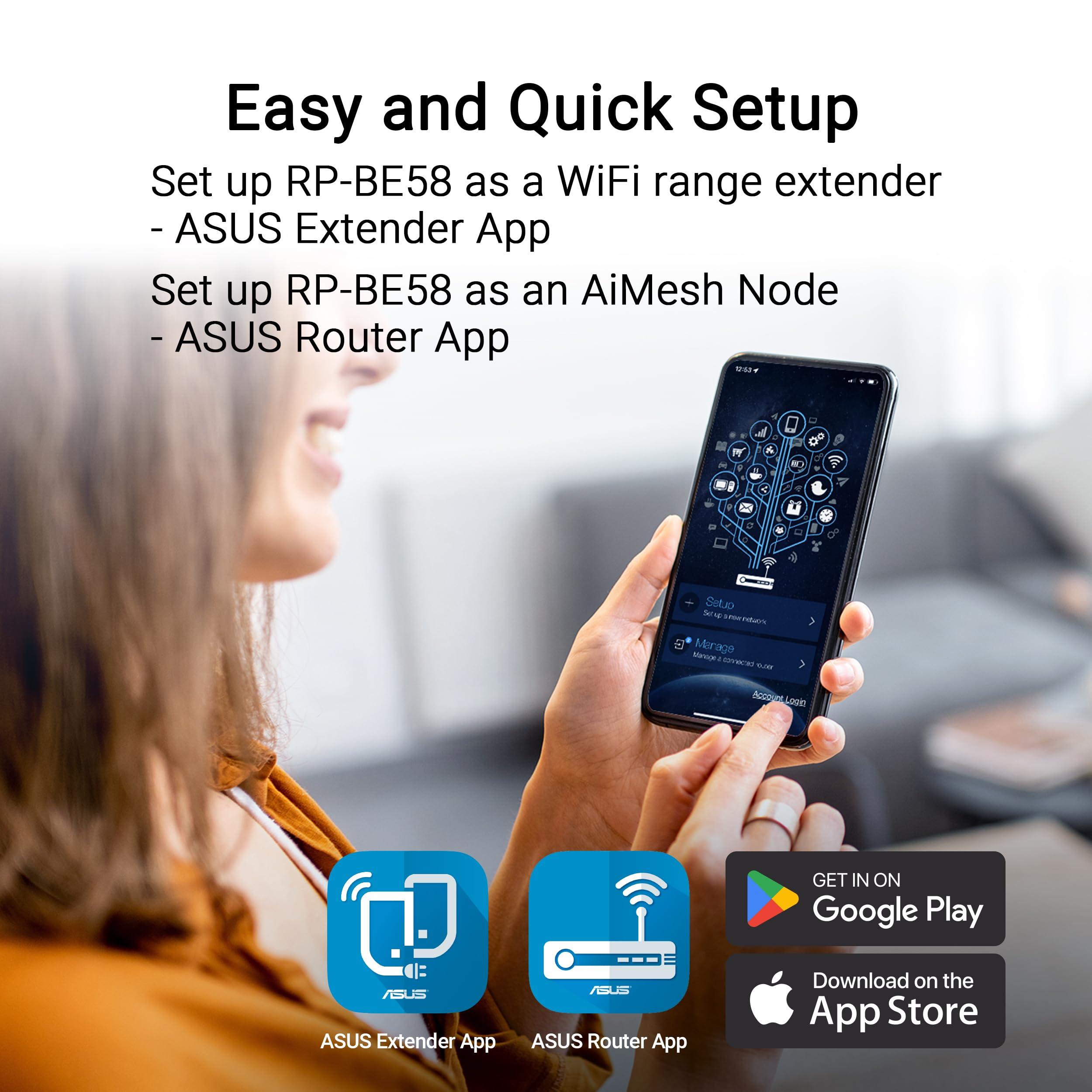 ASUS RP-BE58 BE3600 Dual Band WiFi 7 (802.11be) Range Extender, AiMesh Extender for Seamless mesh WiFi; Works with Any WiFi Router - Image 5