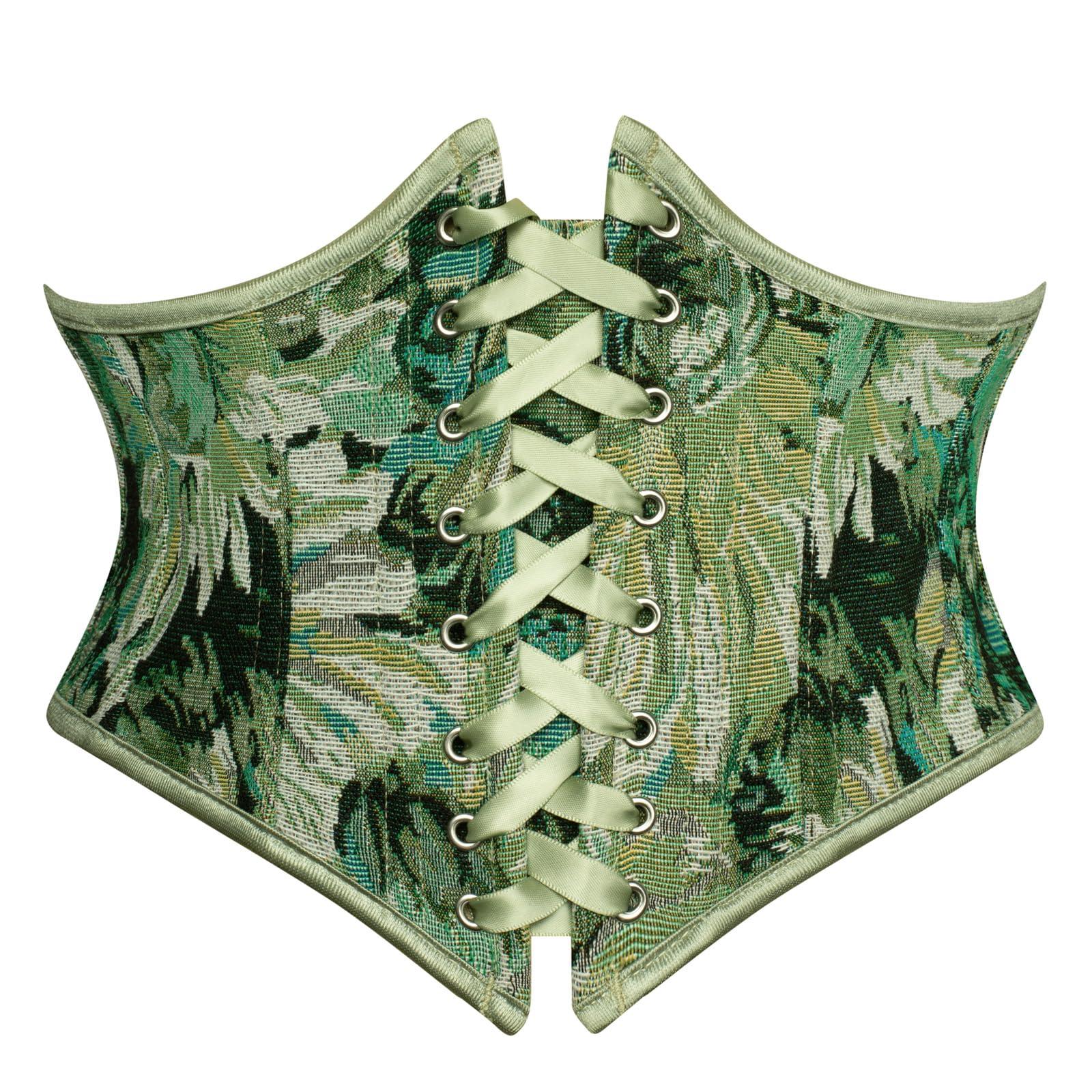 Scarlet Darkness Corset Belt for Women Floral Lace Up Boned Underbust Corset Waist Belts
