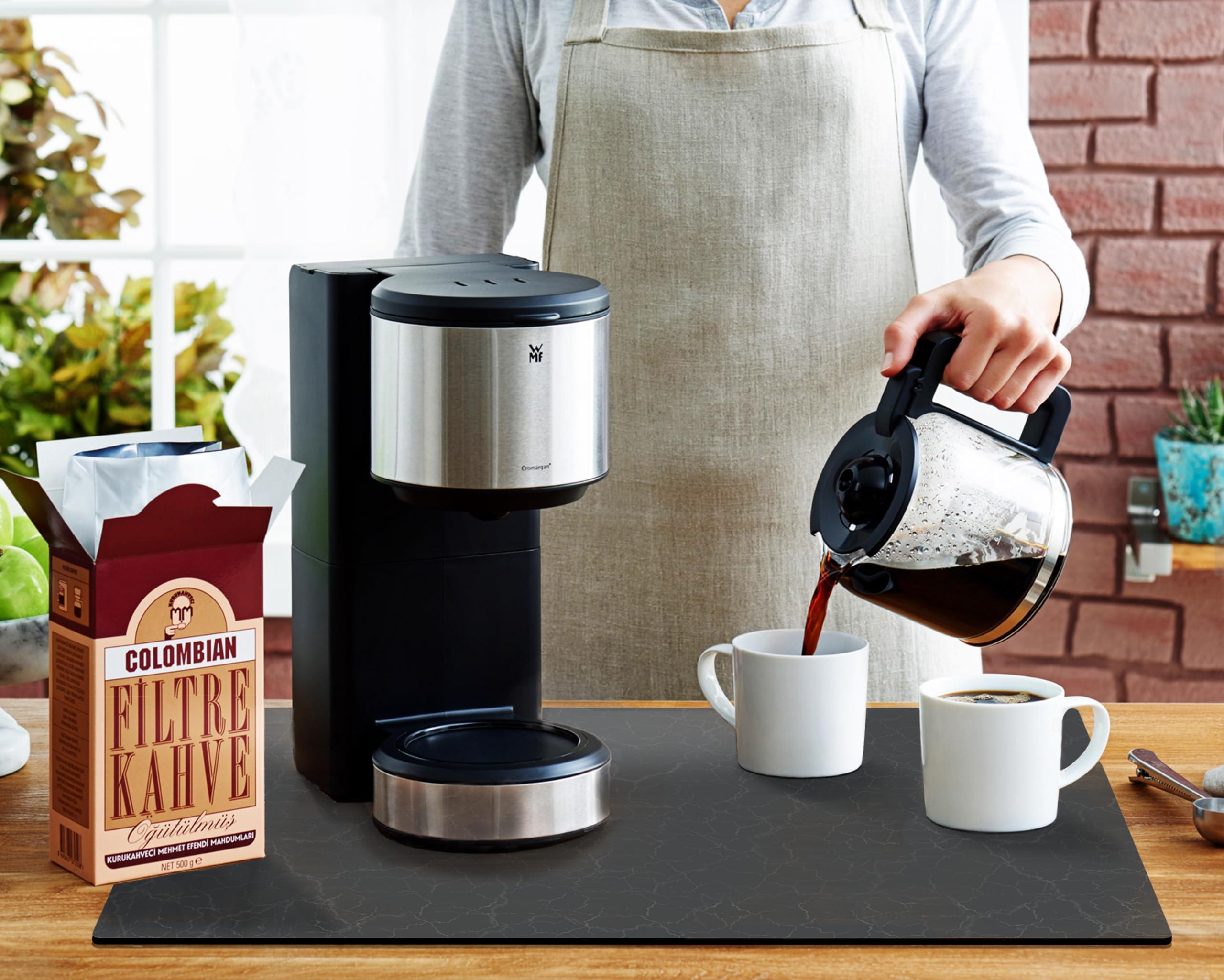 Coffee Maker Mat for Countertops, Coffee Bar Accessories Fit Under Coffee Machine Mat 19"x12"Rubber Backed Coffee Pots - Table Mat under Appliance, Kitchen Counter Coffee Dish Drying Mat, Dark Gray - Image 7