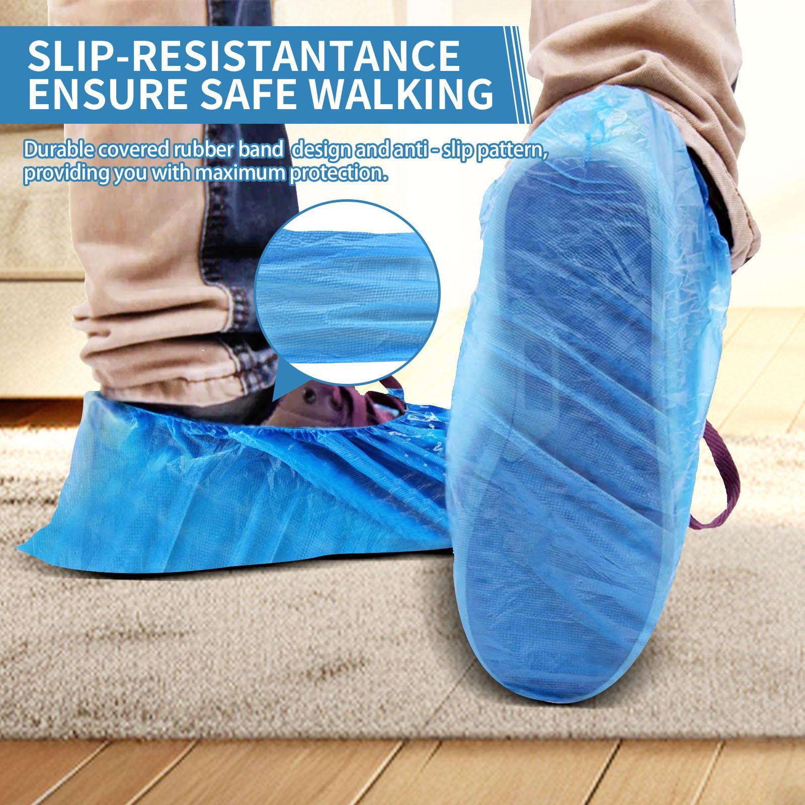 Kearning 100 Pack(50 Pairs)Shoe Covers Disposable Waterproof Non Slip Shoe Cover Indoor Booties for Shoes Covers CPE Boot Covers Plastic Foot Covers Fits Size Up To Men 11 Women 13 for House Cleaning - Image 4