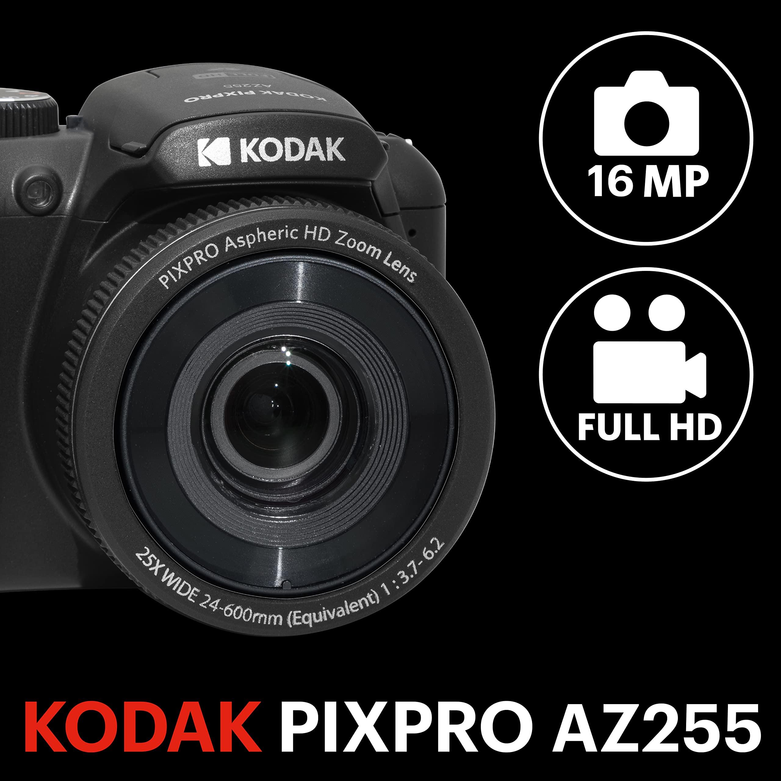 KODAK PIXPRO AZ255-BK 16MP Digital Camera 25X Optical Zoom 24mm Wide Angle Lens Optical Image Stabilization 1080P Full HD Video 3" LCD Vlogging Camera (Black) - Image 2