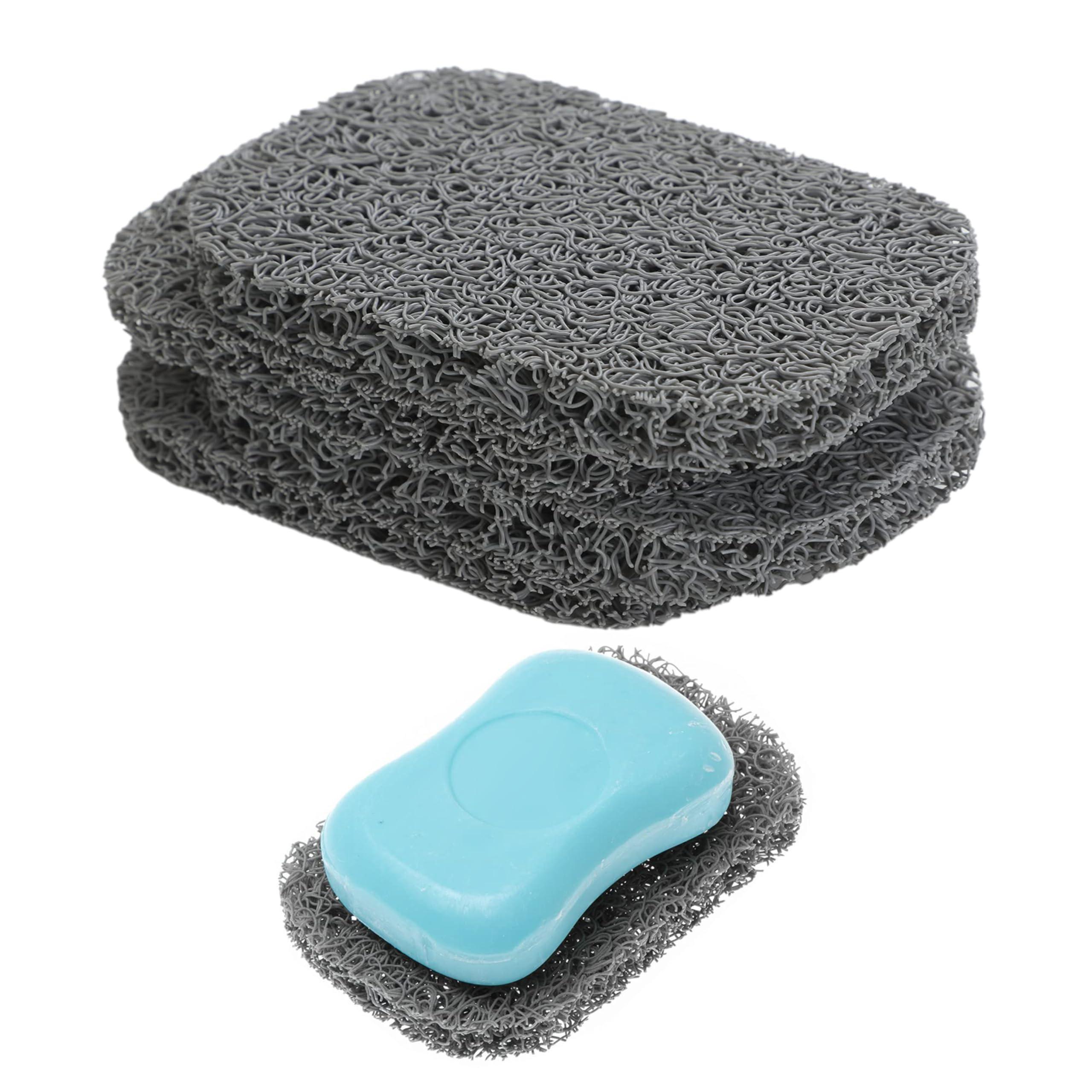Snowkingdom 4 Pack Gray Soap Saver Draining Lift Pad 2.9" x 4.5" PVC Non-BPA Non-Slip Durable