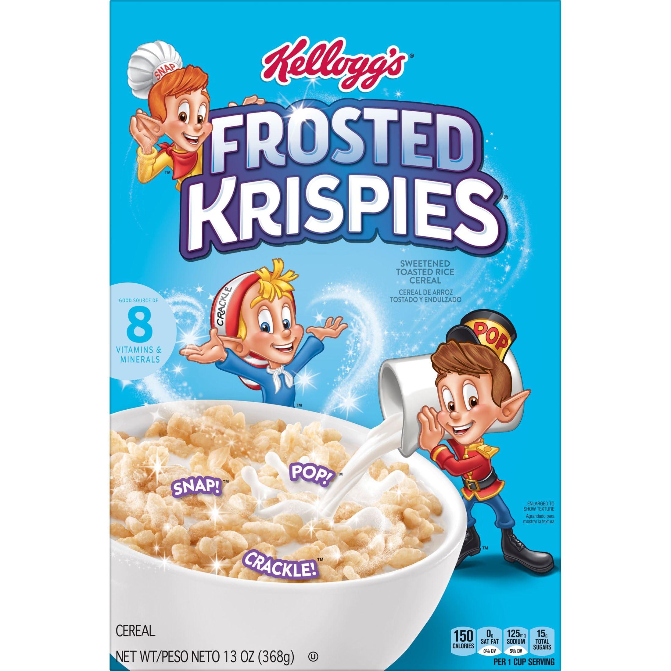 Rice Krispies Kellogg's Frosted Krispies Breakfast Cereal,Kids Snacks,Baking Marshmallow Treats,Original,13oz Box (1 Box) - Image 7