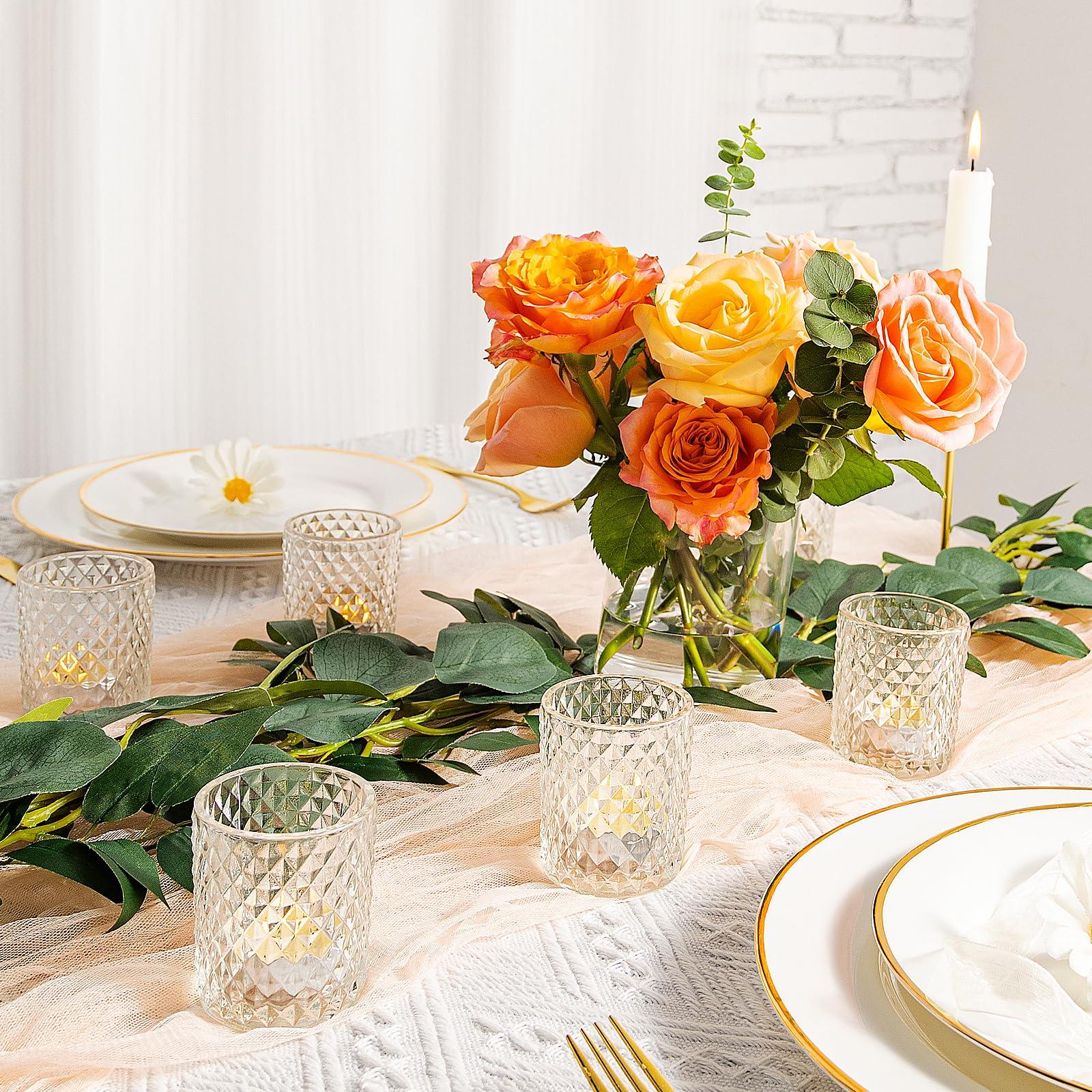 CONNOO 26 Pcs Votive Candle Holders, Clear Glass Holders Bulk for Table Centerpiece, Tea Lights Candle Holders for Wedding Shower, Party, Holiday and Home Decor - Image 2